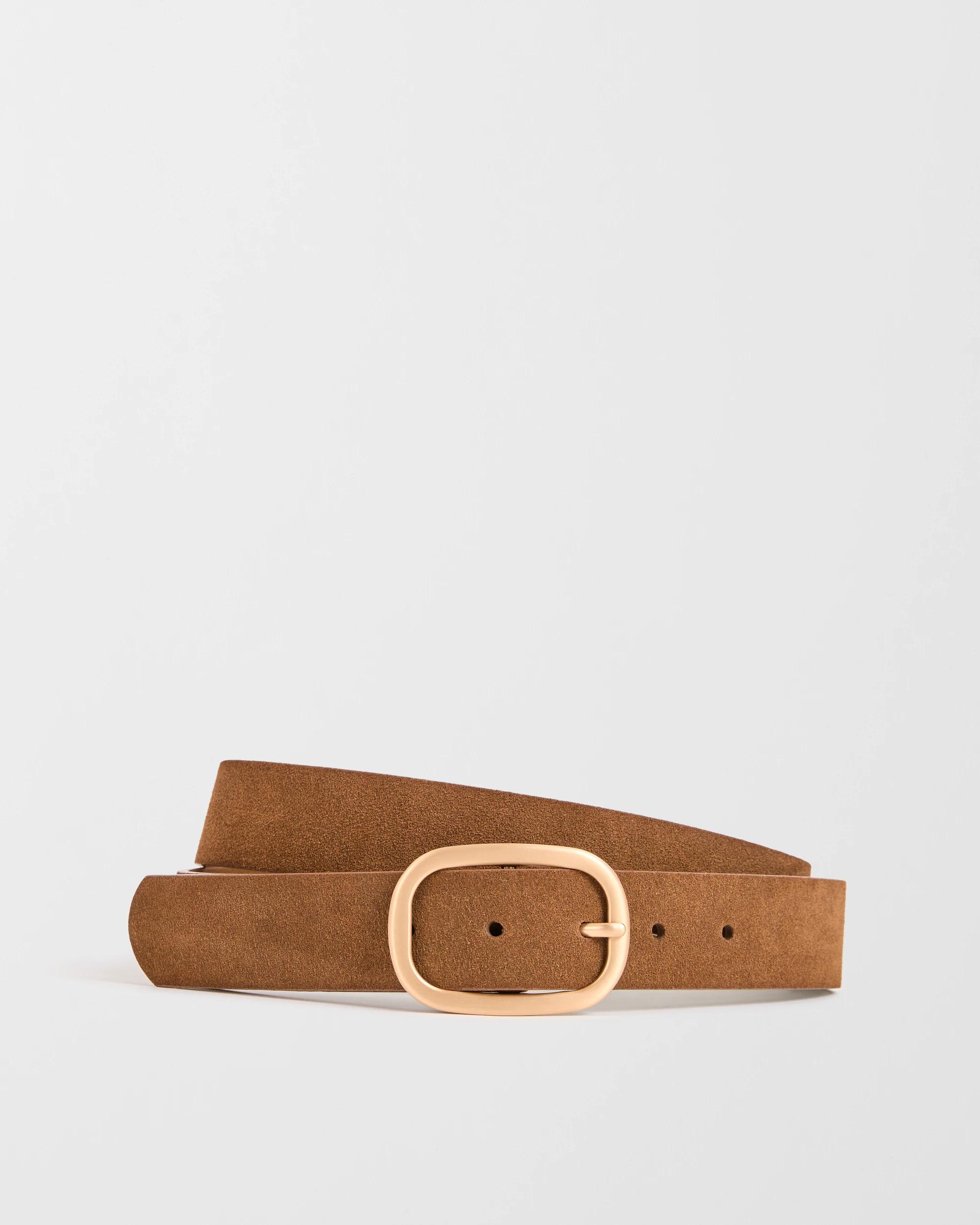 1 Target Woman Genuine Suede Leather Jean Belt CHESTNUT, 1 of 3