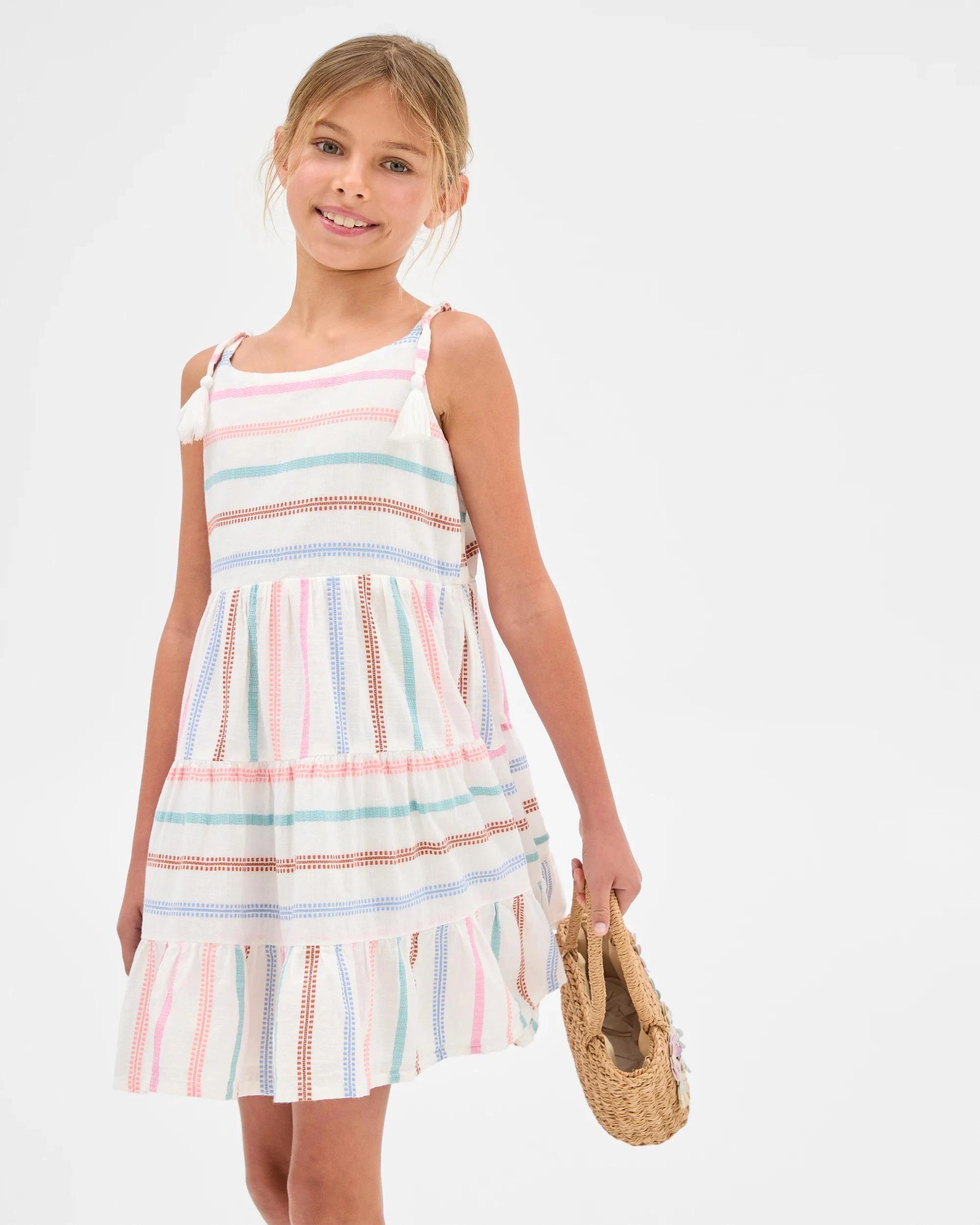 2 Target Woven Tiered Trextured Dress RAINBOW STRIPE, 2 of 5
