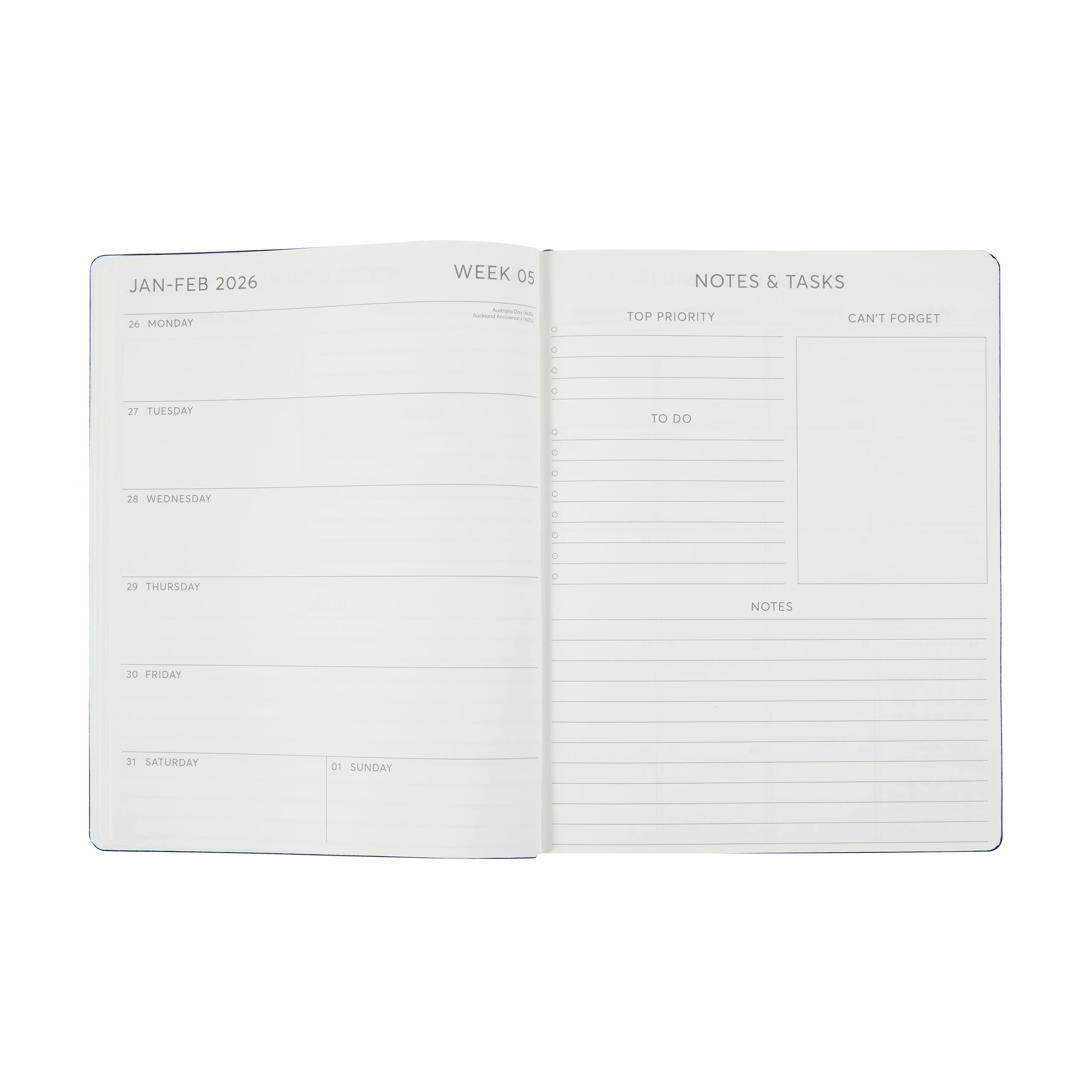 2 2026 Weekly Diary - Black, 2 of 8