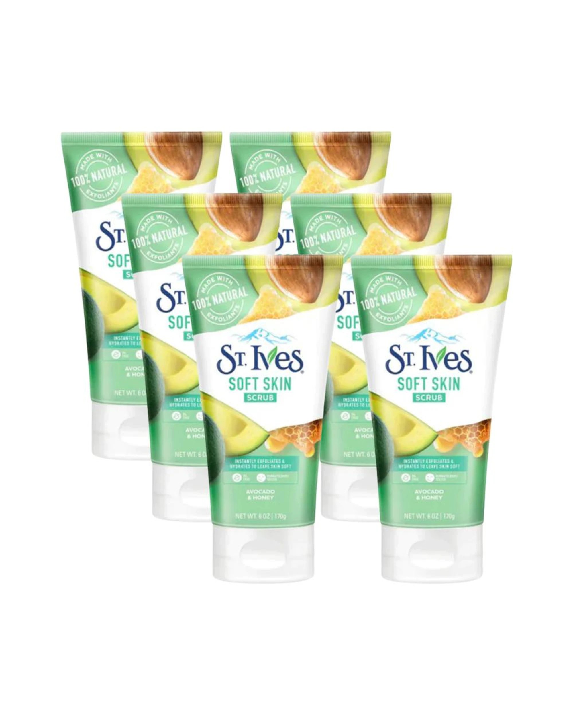 1 6 x St Ives Soft Skin Avocado And Honey Scrub 170g, 1 of 2