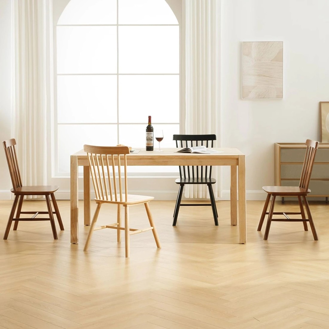 9 Alfordson 2x Dining Chairs Kitchen Lounge Cafe Retro Solid Wood Modern - Oak, 9 of 10