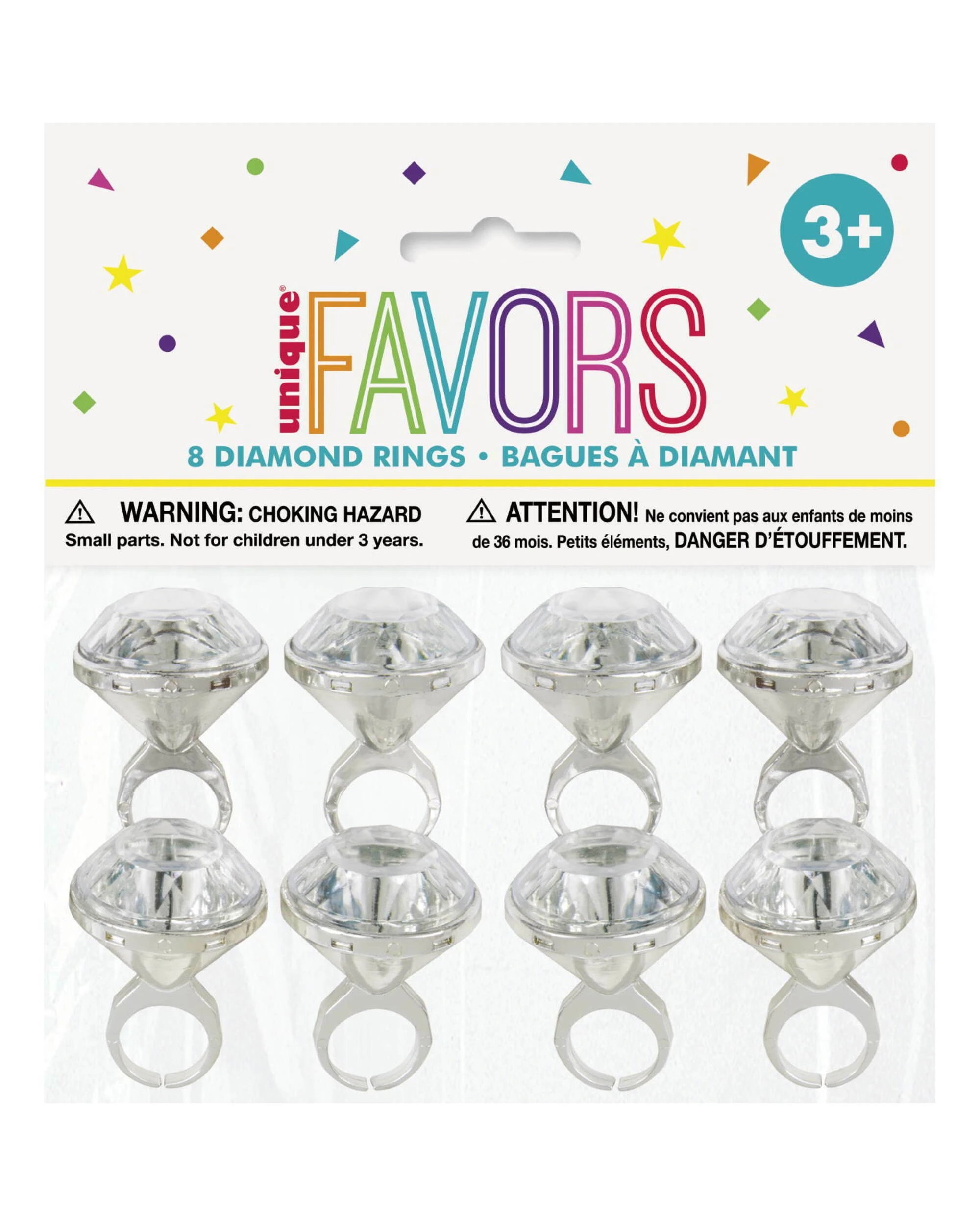 1 Unique Plastic Diamond Rings Pack of 8, 1 of 1