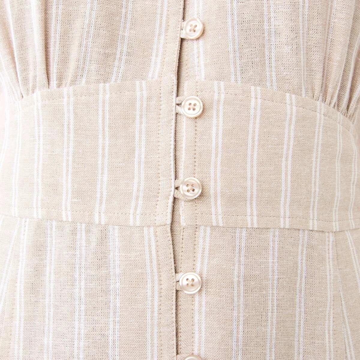7 Short Sleeve Button Down Tea Midi Dress Gia Stripe, 7 of 9