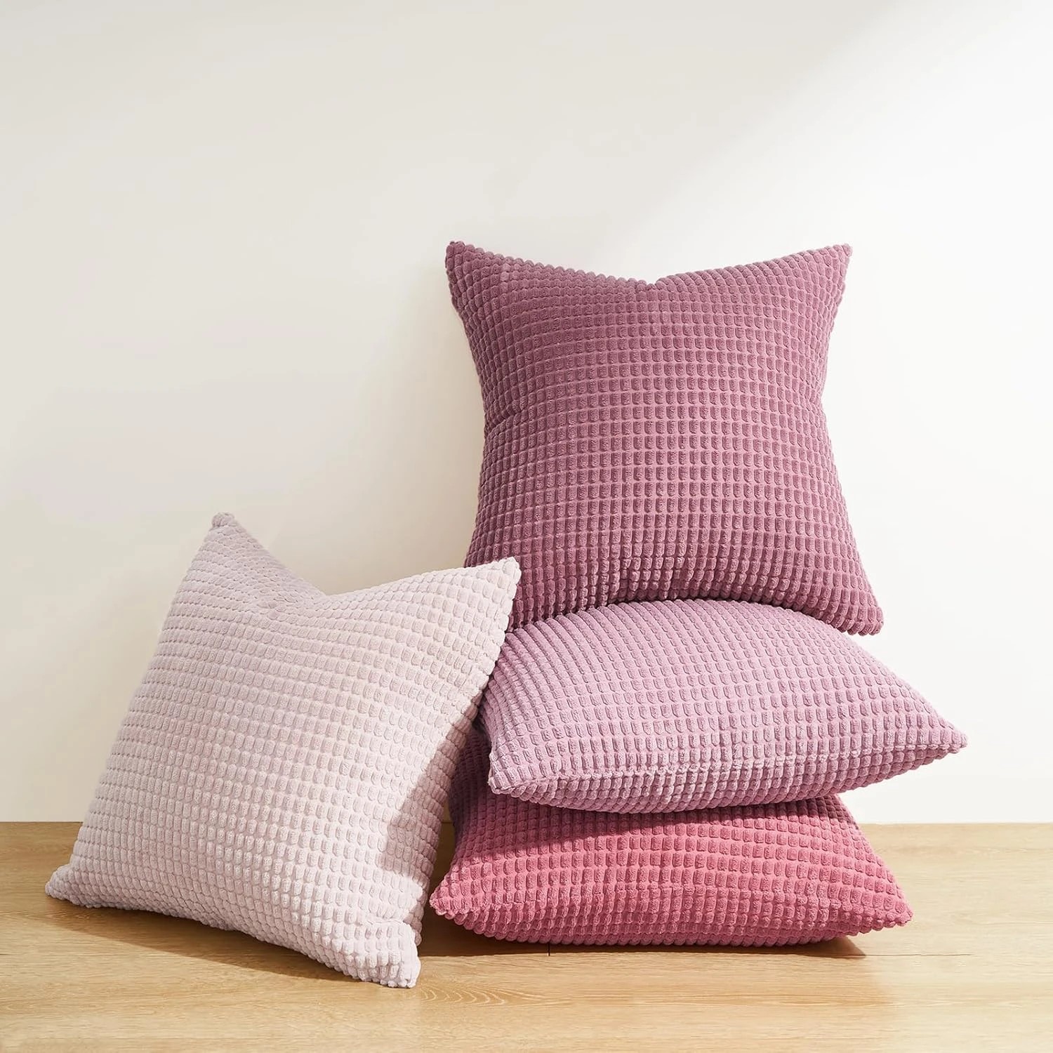 2 Gioia Casa 4-Pack Corduroy Corn Grain Inspired Cushion Covers 45x45cm - Pink, 2 of 5