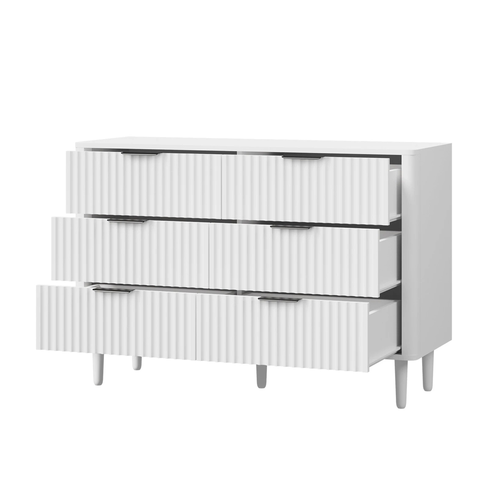 8 Oikiture 6 Chest Of Drawers Storage Cabinet Dressers Lowboy Stripe
 - White, 8 of 9