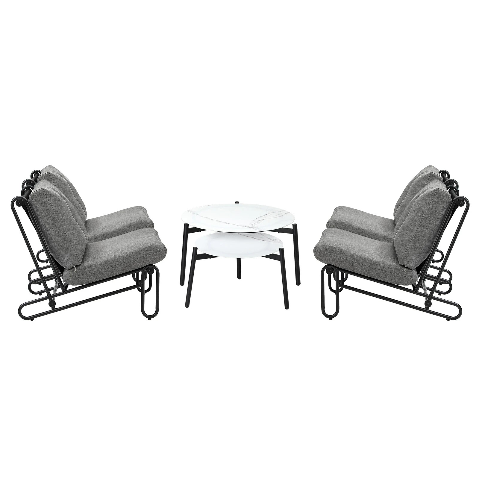 8 Livsip Outdoor Sofa Set 6-Piece Lounge Setting Table Chairs - Grey, 8 of 9