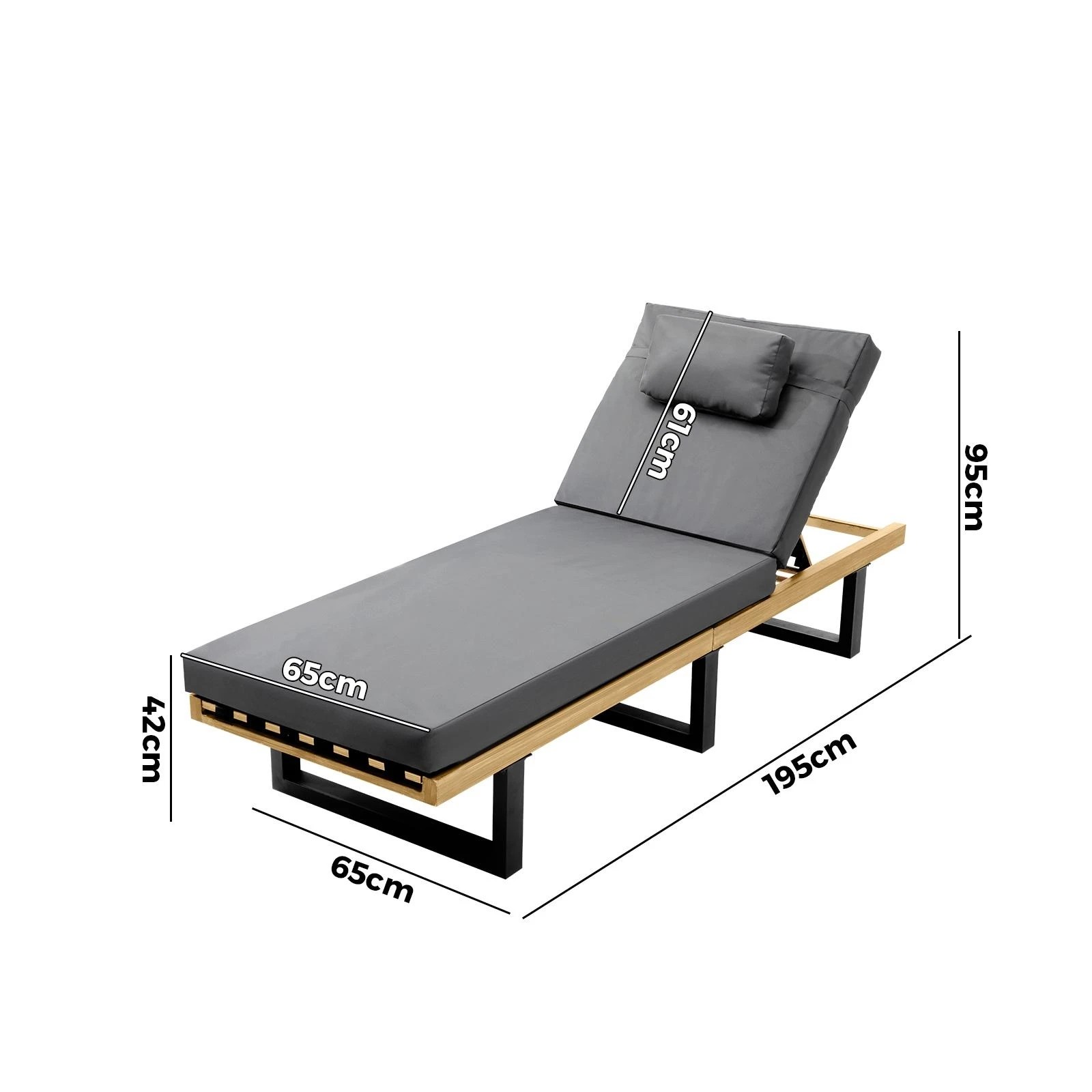 8 Livsip Sun Lounge Outdoor Lounger Day Bed Garden Patio Furniture Setting
 - Grey, 8 of 8