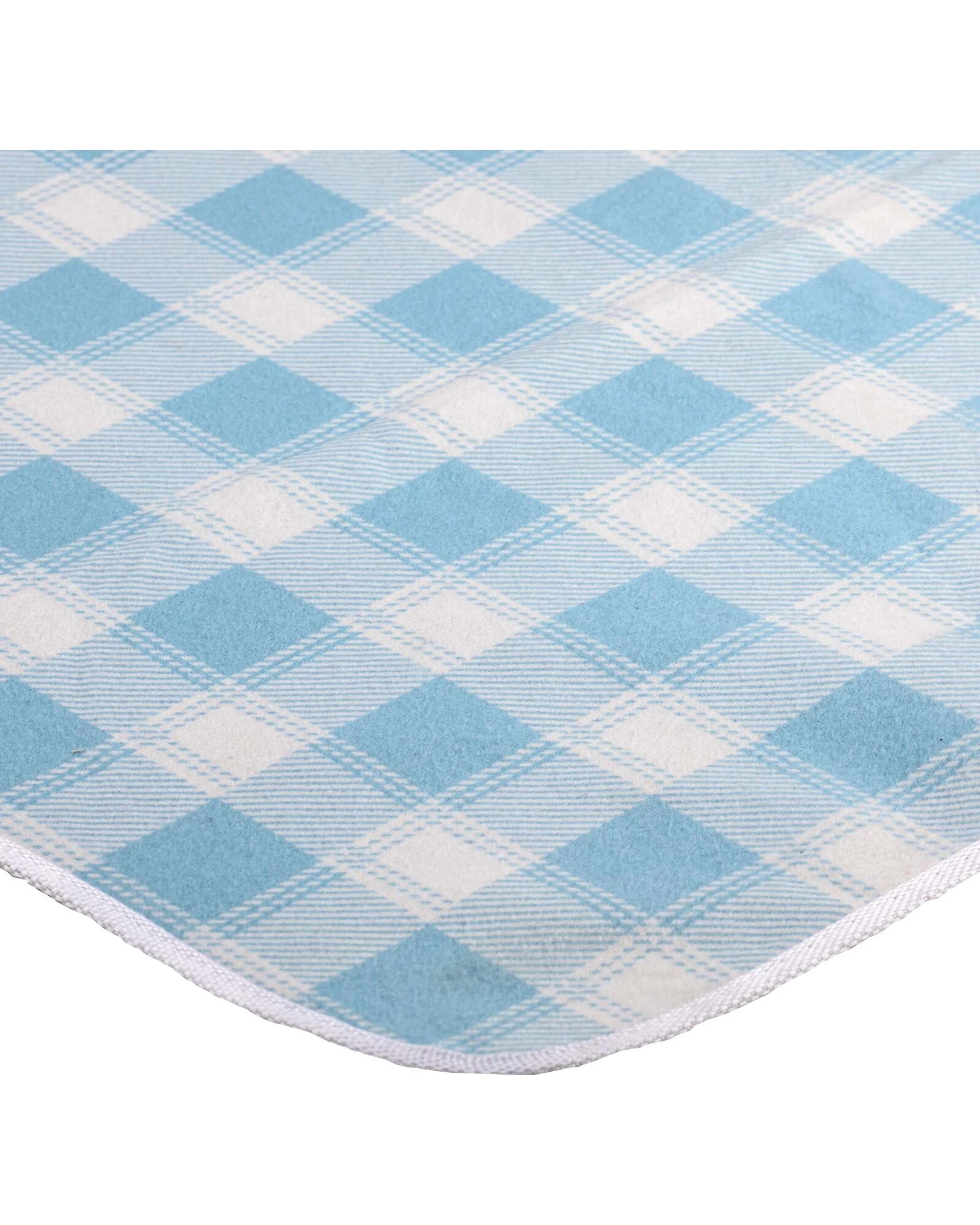 2 Porta Delilah Gingham 150cm Foldable Picnic Blanket Waterproof Design Carry - Blue, 2 of 5