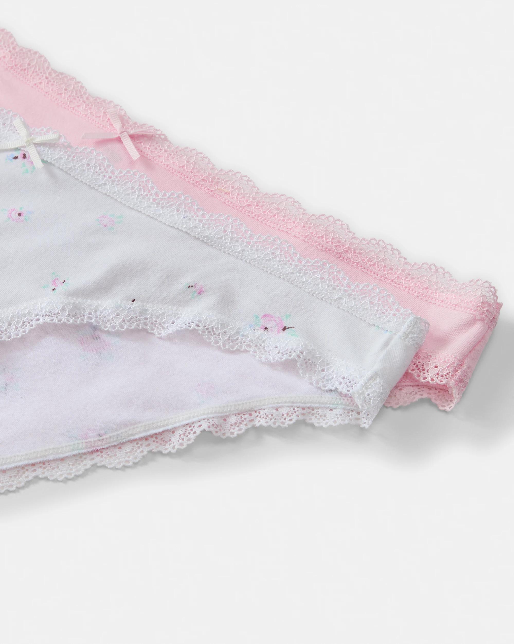 3 2 Pack Cotton Lace Trim Bikini Briefs Csf Ba, 3 of 9