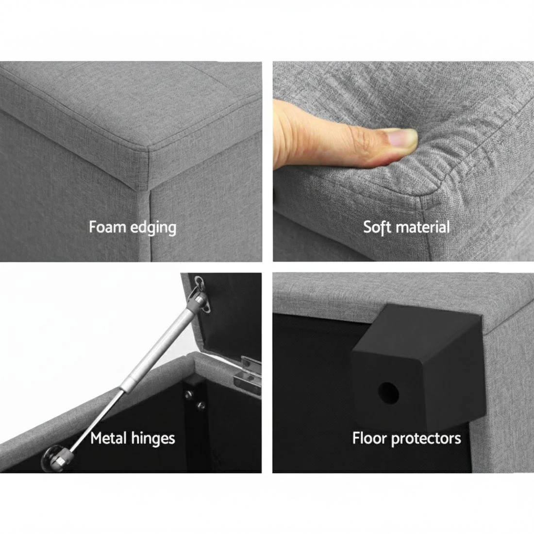 5 Artiss Storage Ottoman Blanket Box 97cm Light - Grey, 5 of 9