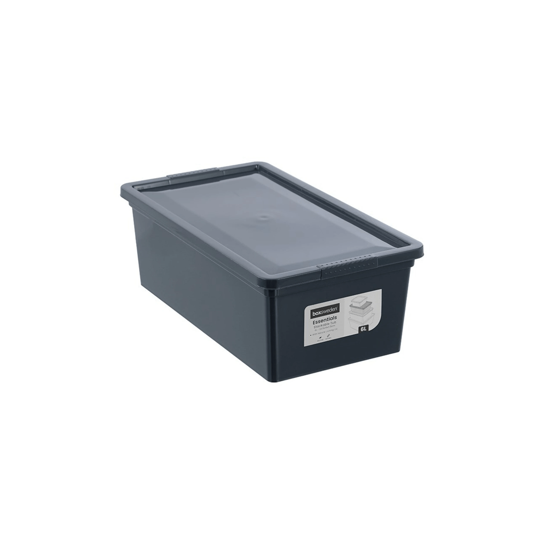 1 Boxsweden Essentials 6l 33.5cm Stackable Tub With Lid Storage Container
 - Black, 1 of 5