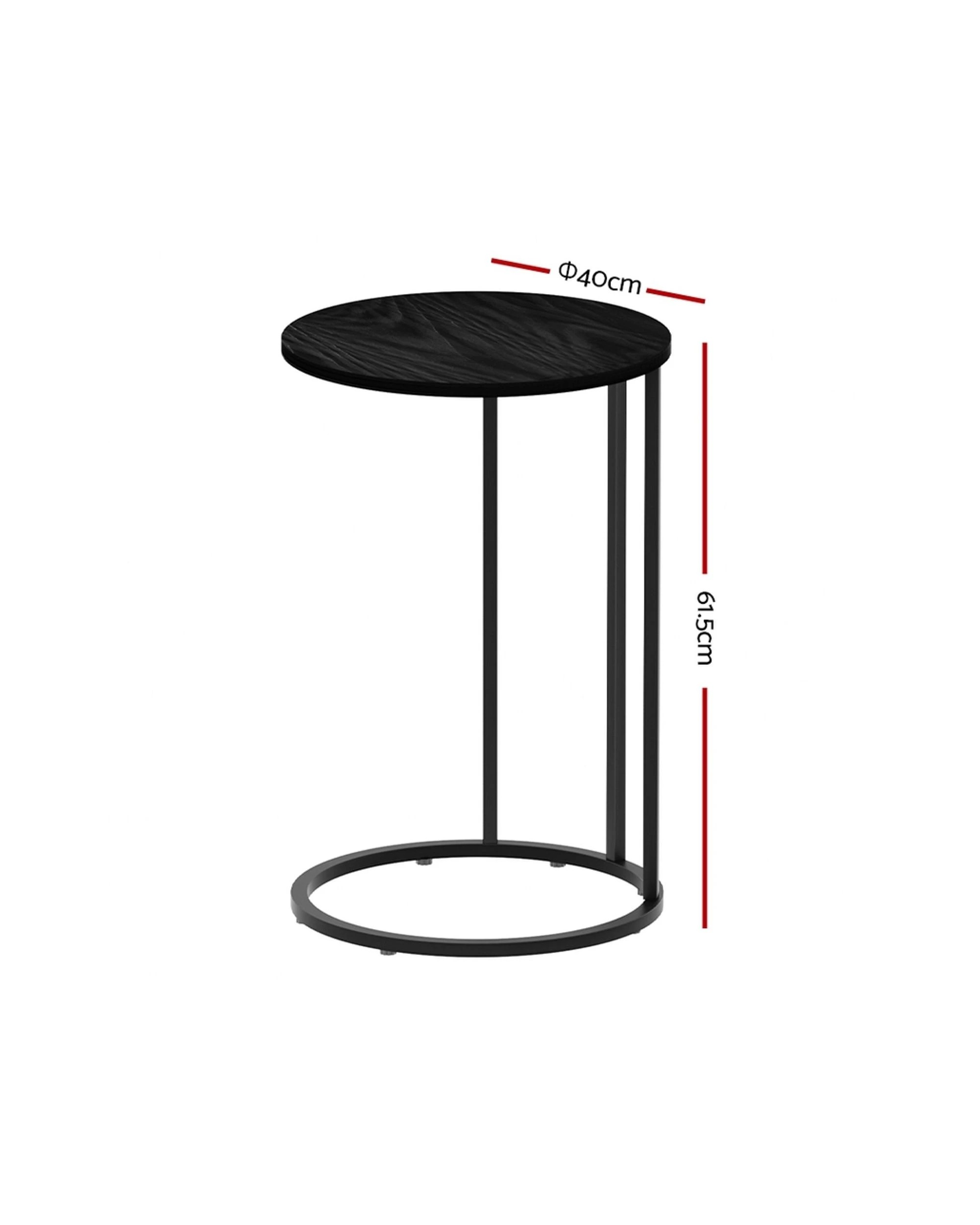 2 Artiss Coffee Table Side Table Round Black Martha
 - Black, 2 of 3