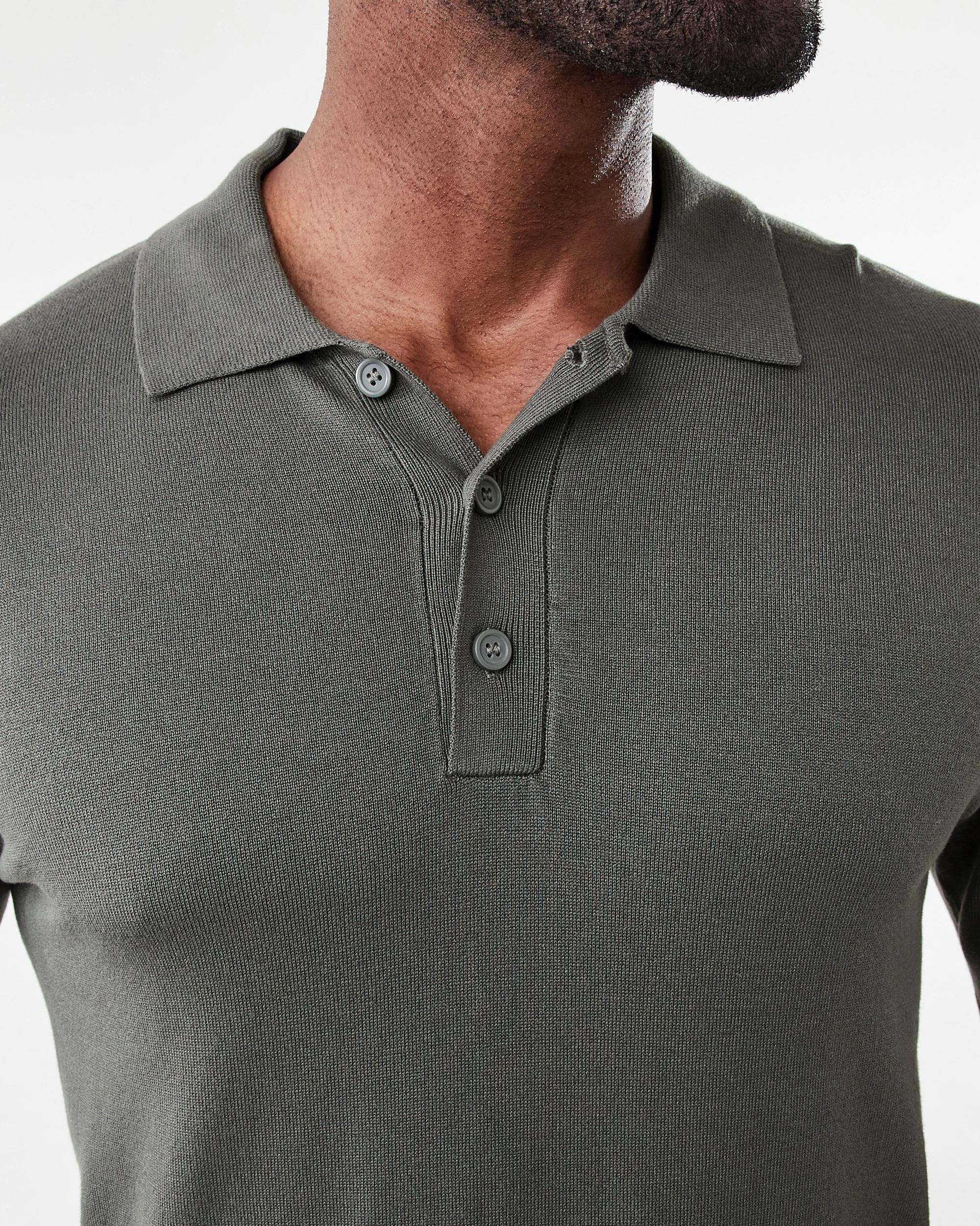 5 Button Up Knit Polo T-shirt Sage Mist, 5 of 5