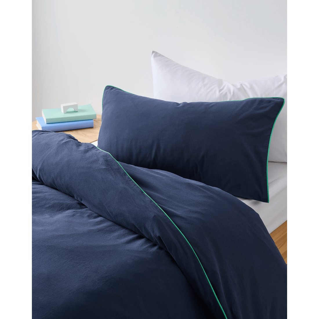 2 Arlo Kids Stonewash With Edge Piping Cotton Quilt Cover Set
 - Queen Bed
 - Blue, 2 of 3