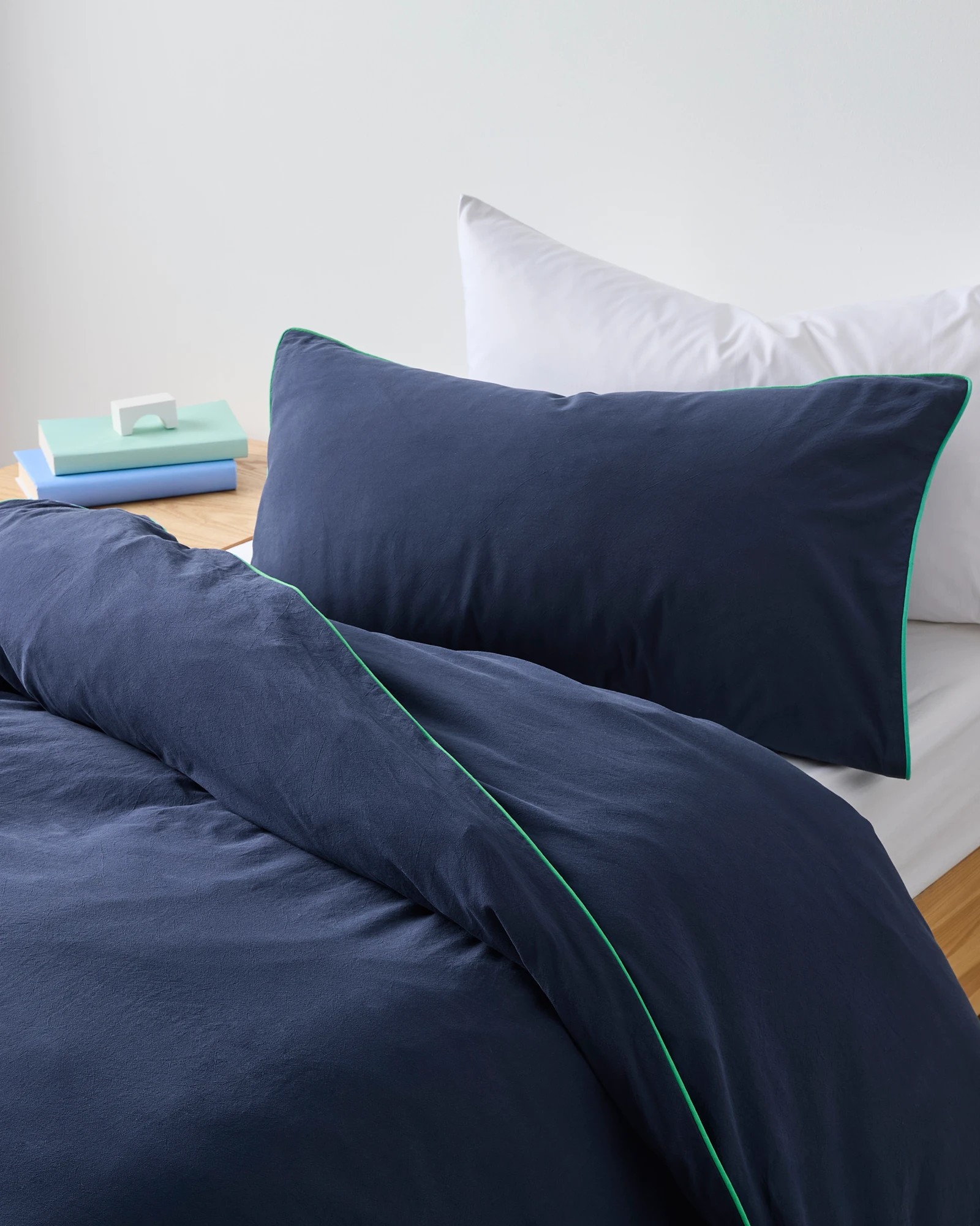 2 Arlo Kids Stonewash With Edge Piping Cotton Quilt Cover Set
 - Queen Bed
 - Blue, 2 of 3