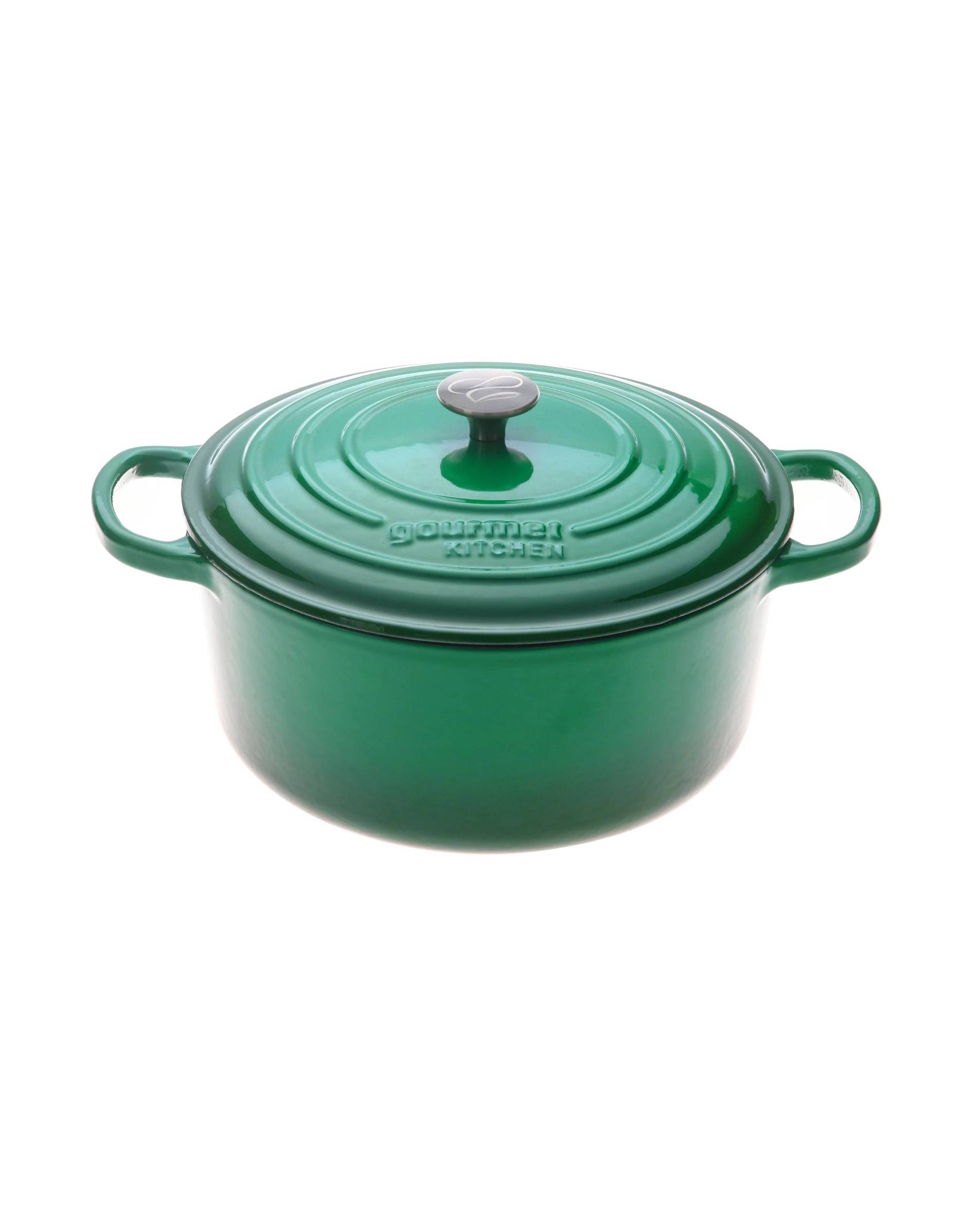 2 Gourmet Kitchen Enamelled Cast Iron Casserole 28cm - Eden Green, 2 of 9
