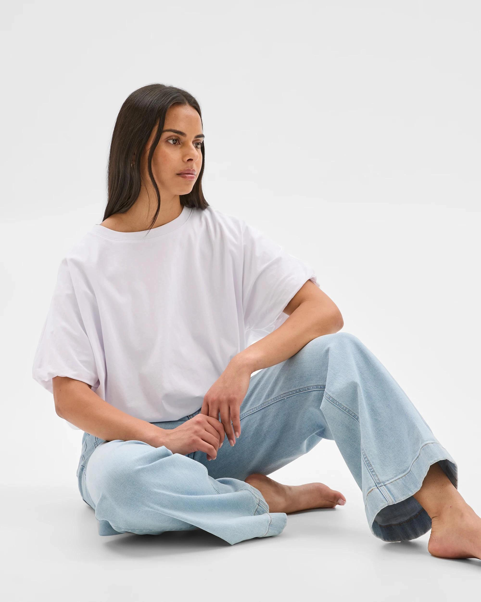 6 Target Denim Mila High Rise Full Length Flat Front Wide Leg Denim Jeans SUNBLEACHED INDIGO, 6 of 6