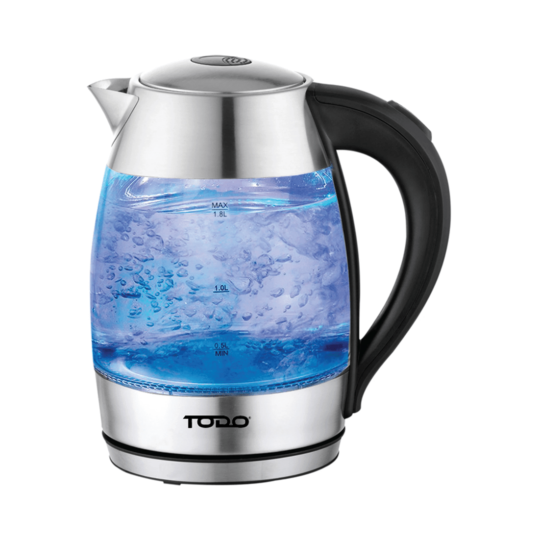 1 TODO 1.7L Glass Cordless Kettle Electric Dual Wall LED Water Jug - Stainless Steel, 1 of 3