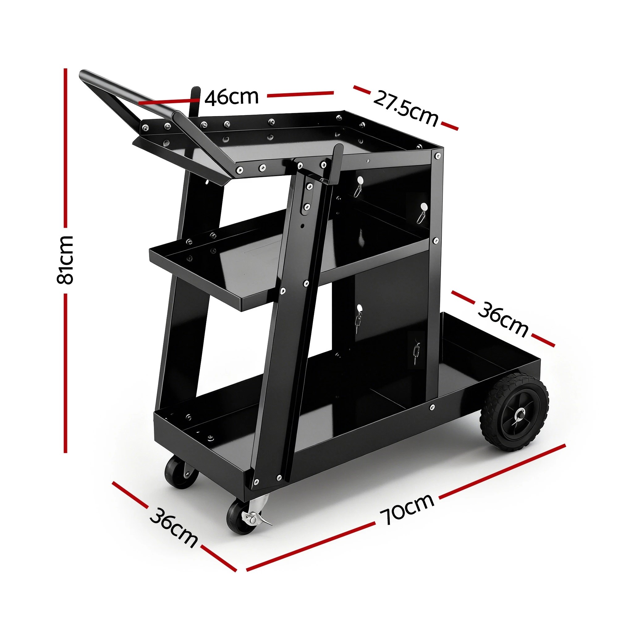 2 Giantz Welding Trolley Cart Welder MIG TIG ARC MMA Welder Plasma Cutter Storage - Black, 2 of 4