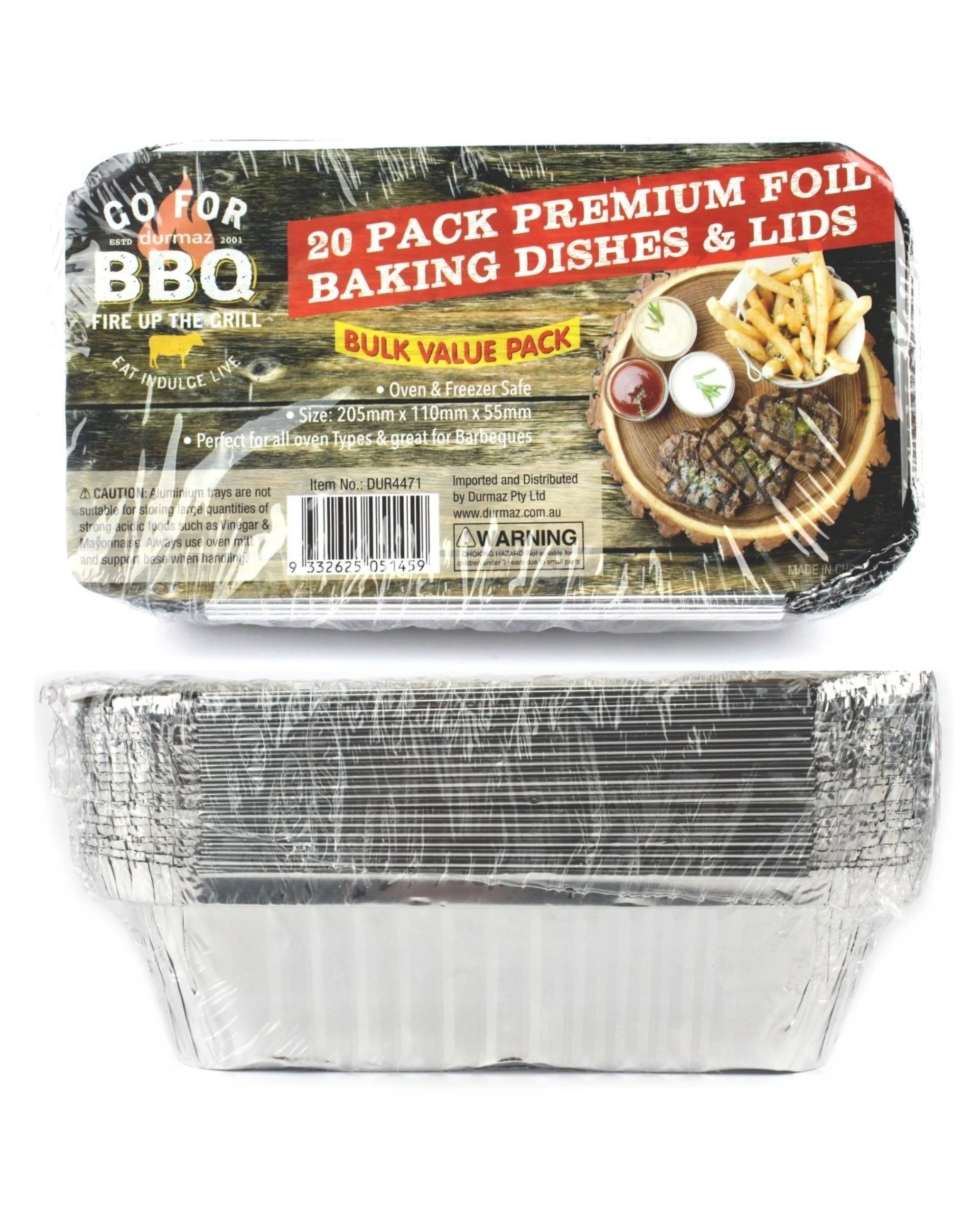 1 Foil Trays With Lids 20.5cm x 11cm x 5.5cm (Pack of 20), 1 of 3