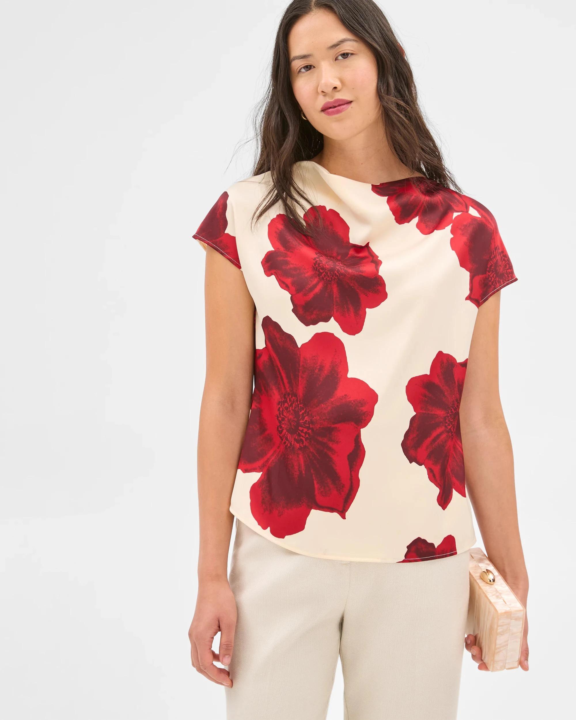 4 Soft Drape Blouse - Preview CRIMSON FLORAL, 4 of 6