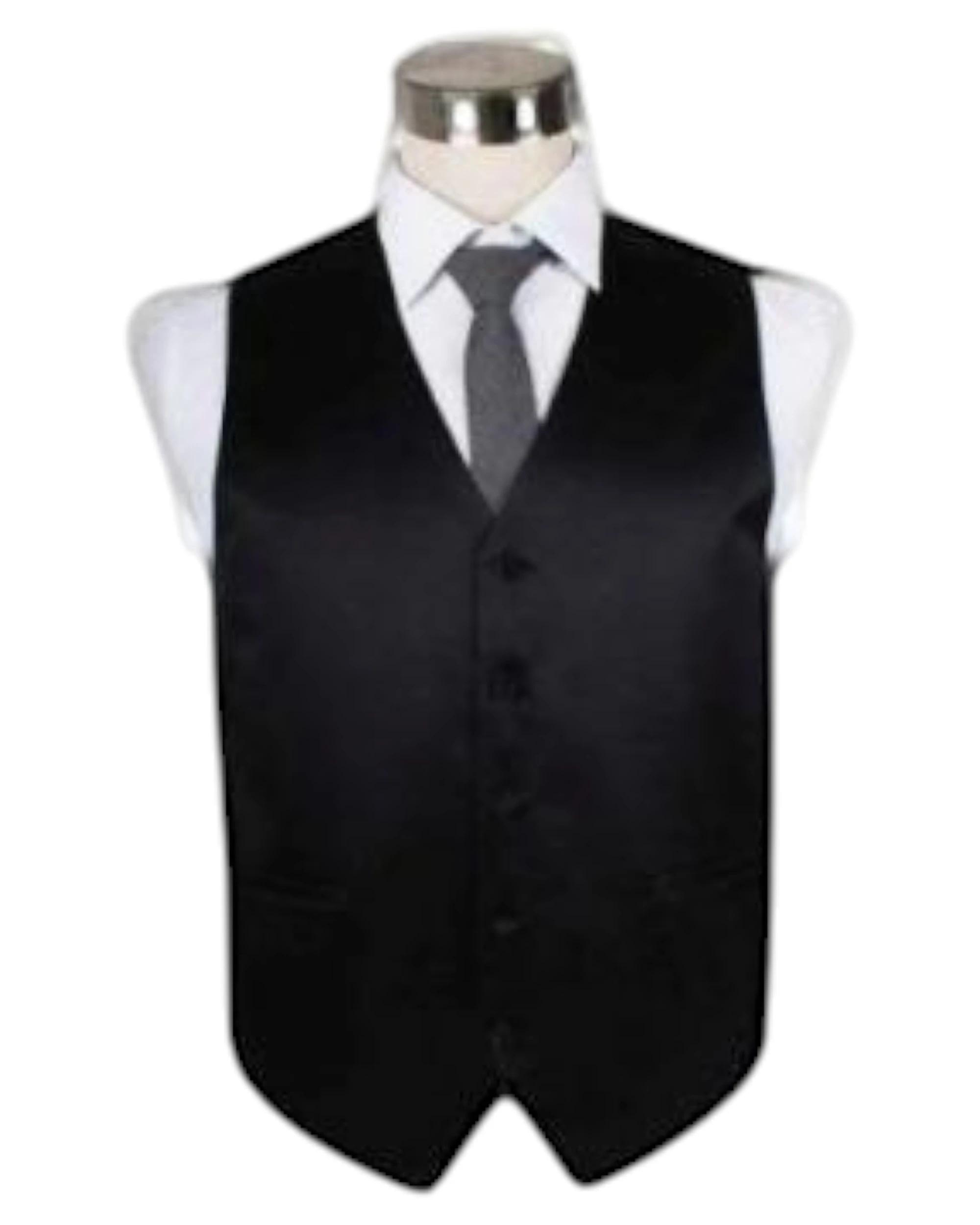 1 Zasel Mens Plain Vest Waistcoat BLACK, 1 of 5