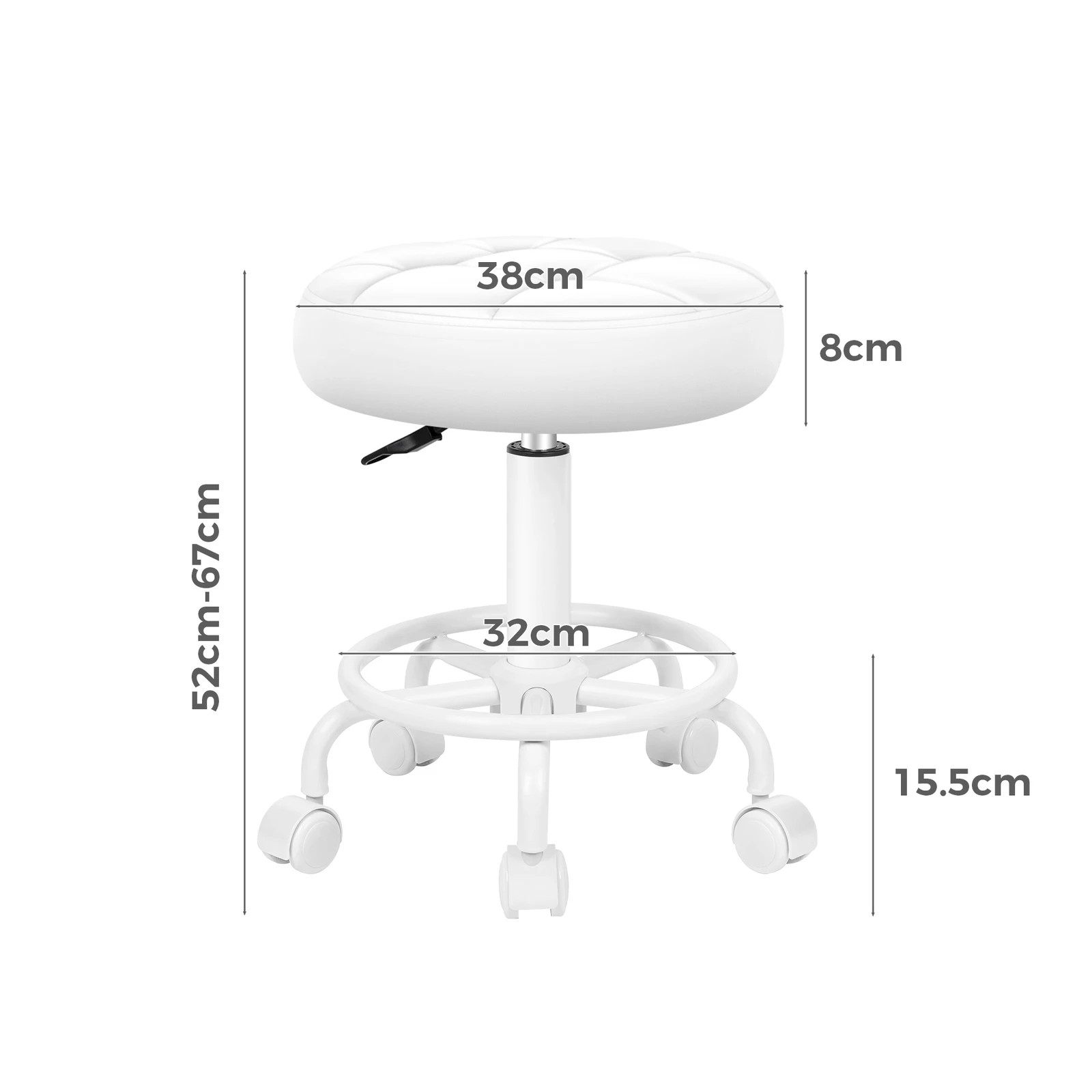 5 Alfordson 2x Salon Stool Round Swivel Barber Hair Dress Chair Gas Lift - White, 5 of 7
