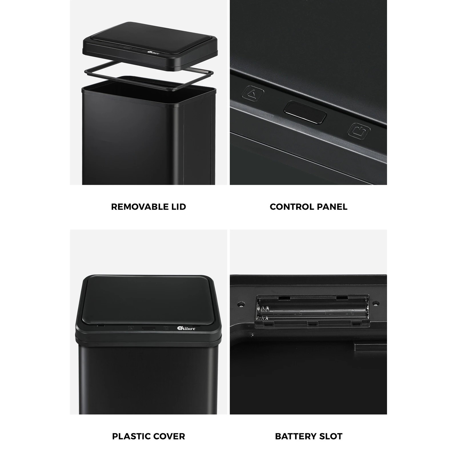 6 Oikiture 50L Motion Sensor Bin Automatic Rubbish Trash Can - Black, 6 of 10