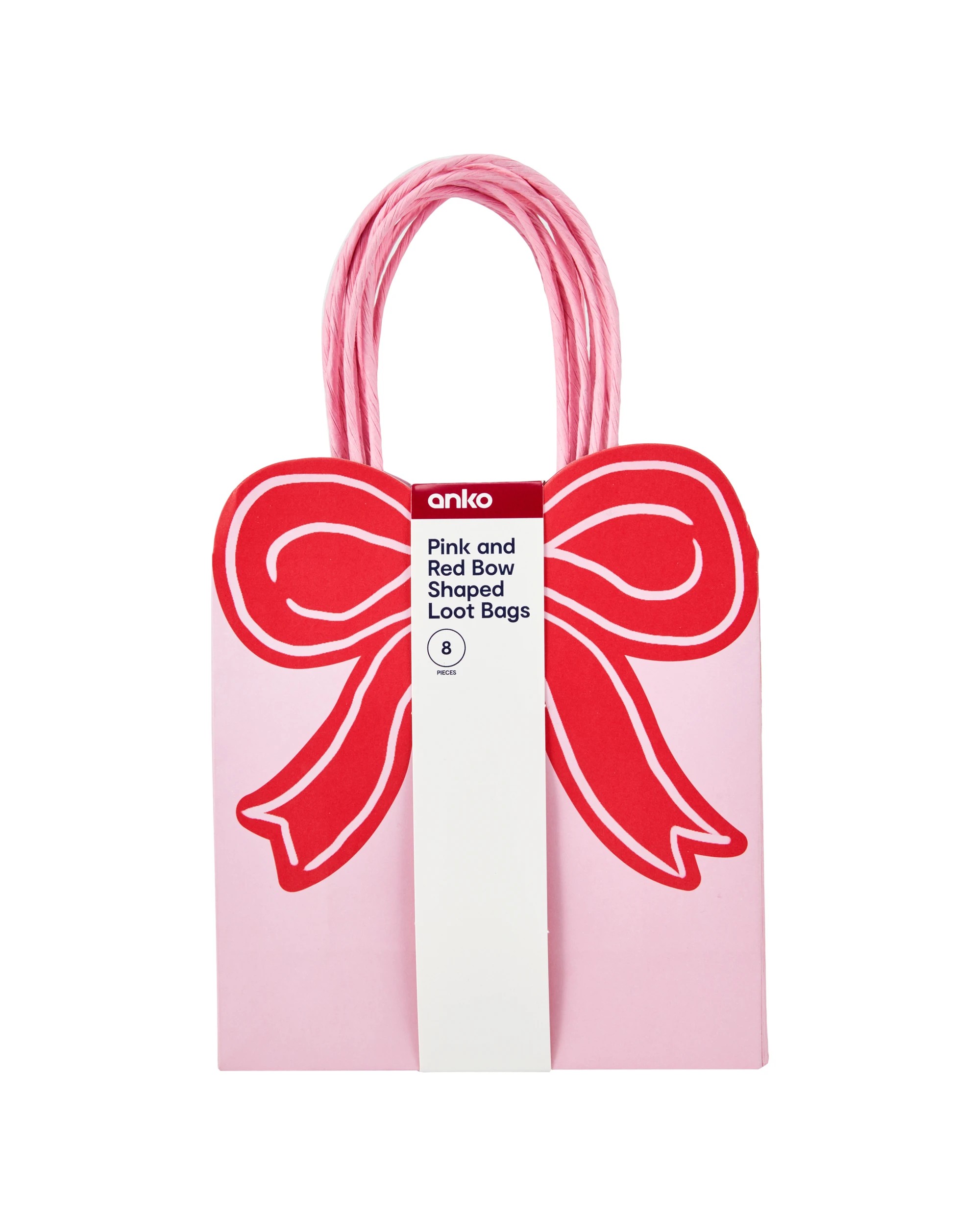 6 8 Piece Pink and Red Bow Shaped Loot Bag, 6 of 6