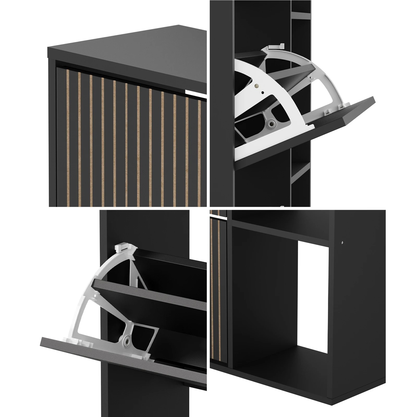 5 Oikiture Shoe Rack Storage Cabinet With Display Shelves Organiser
 - Black, 5 of 9