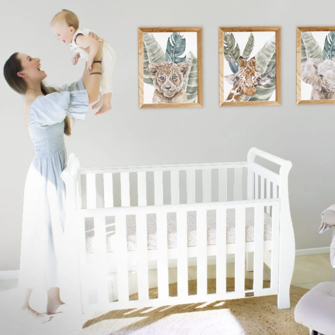 2 Babyhood Georgia Sleigh Cot Luxx - White, 2 of 6