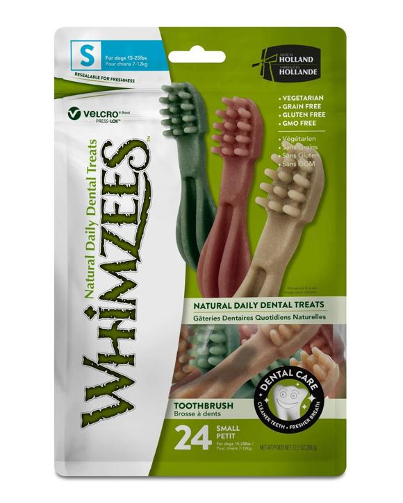 Whimzees Toothbrush Dental Care Dog Treat Value Bag Small 24 Pack
