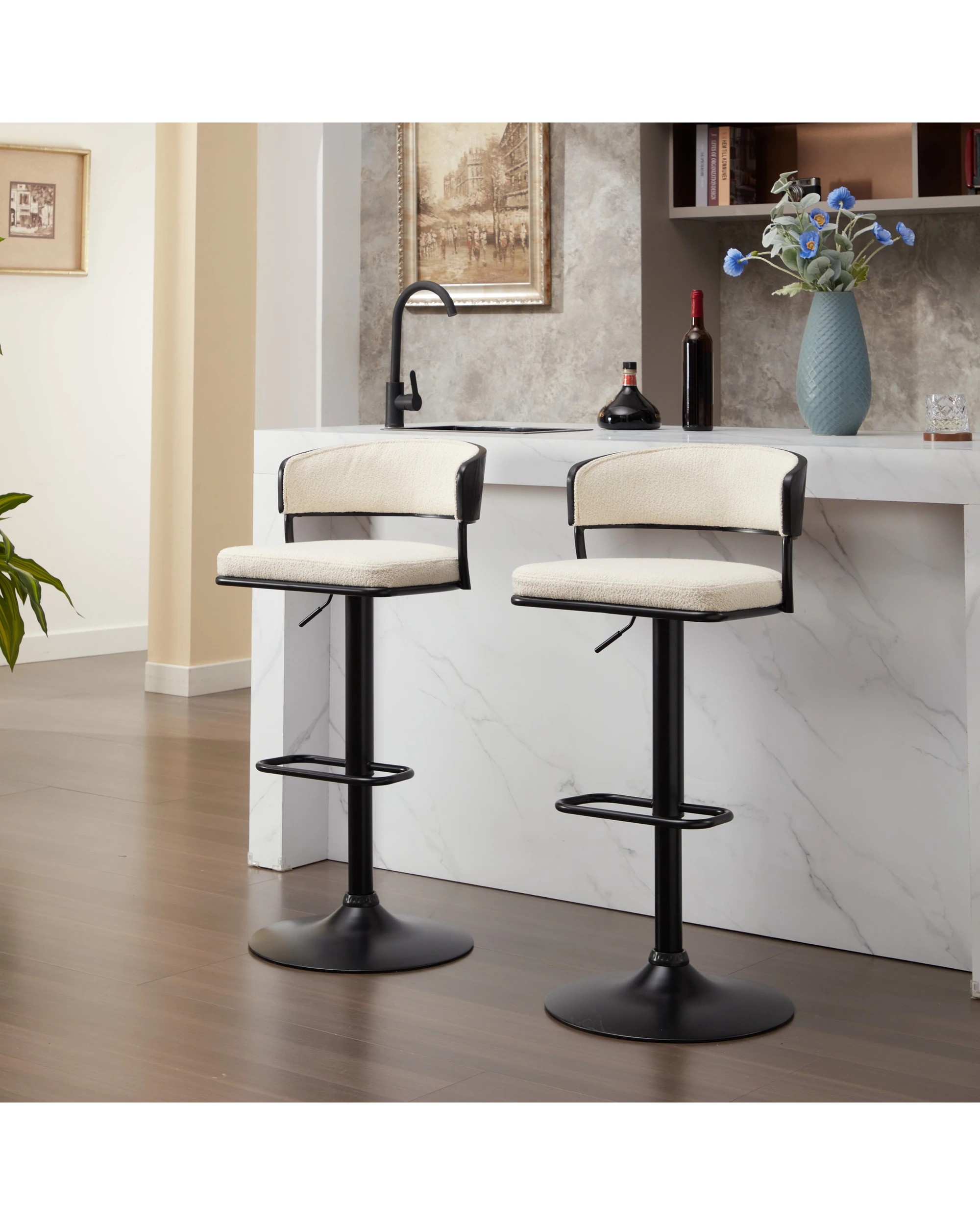 4 IHOMDEC Adjustable Swivel Bar Stools - White - White, 4 of 10