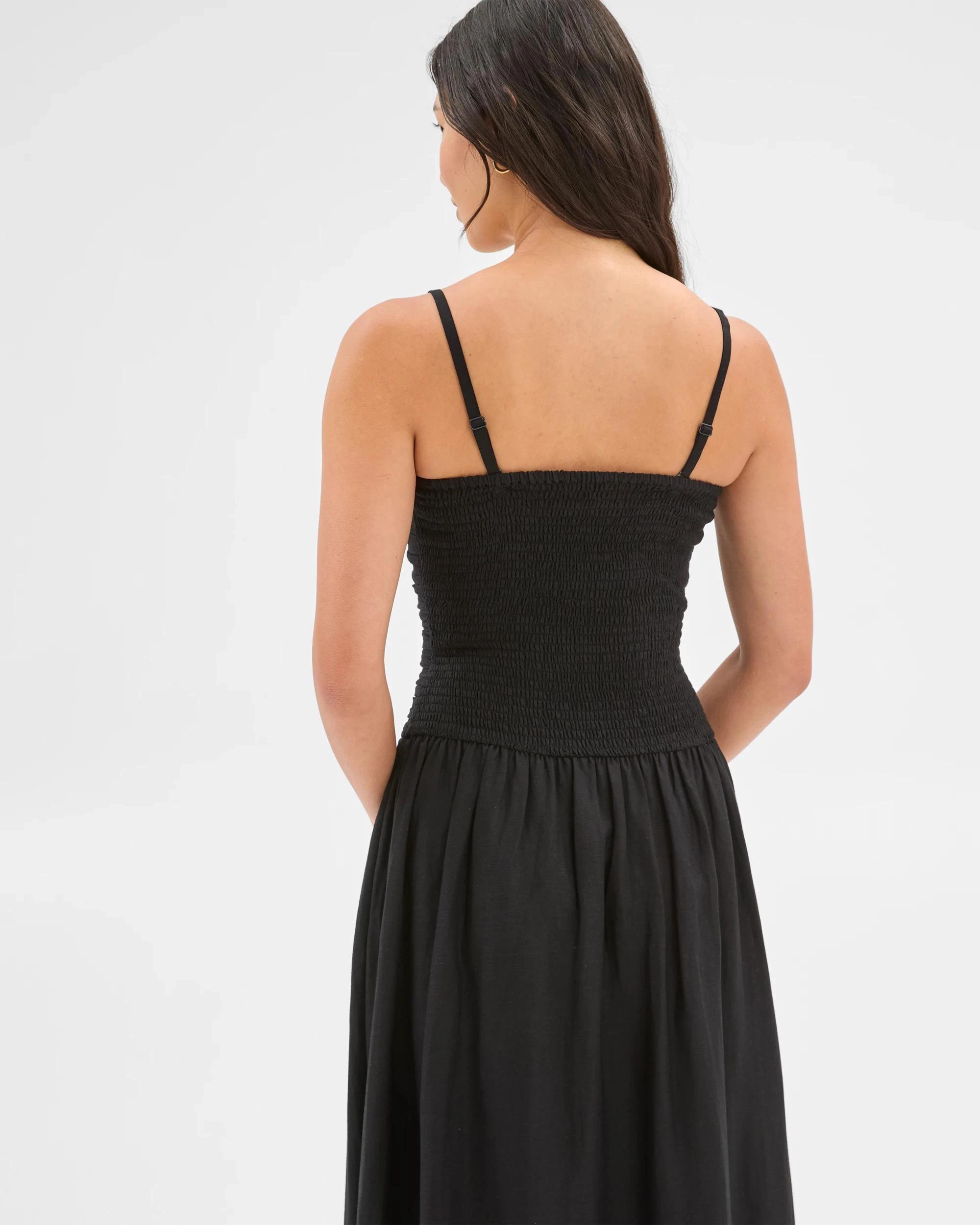 4 Gathered Sleeveless Midi Dress - Preview BLACK, 4 of 7