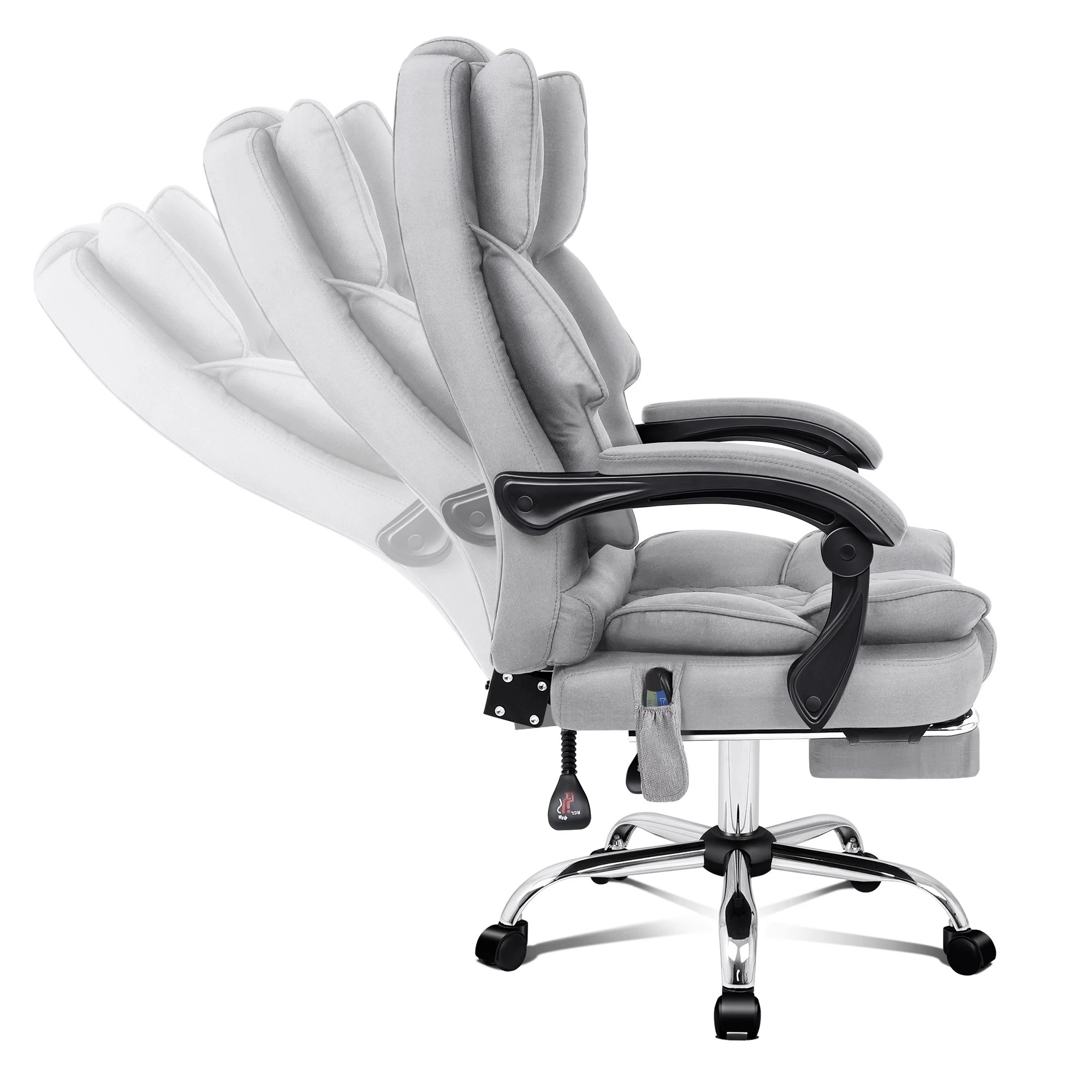 4 Alfordson Massage Office Chair Heated Fabric Seat Executive Racing Computer - Grey, 4 of 10