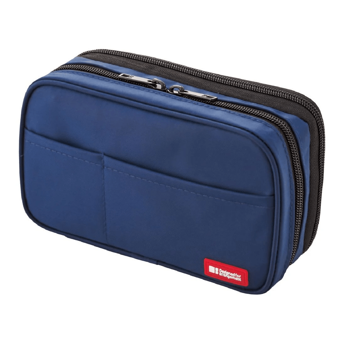 1 Lihit Lab Double Zip Mutli Compartment Pencil Case Navy, 1 of 5
