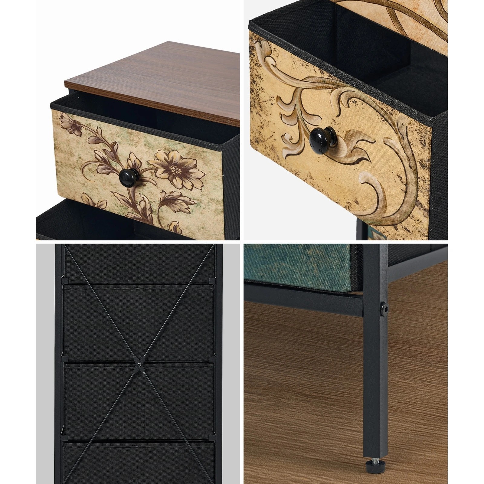 5 Oikiture 6 Chest Of Drawers Retro Tallboy Printed Foldable Fabric Drawers - Multi, 5 of 6