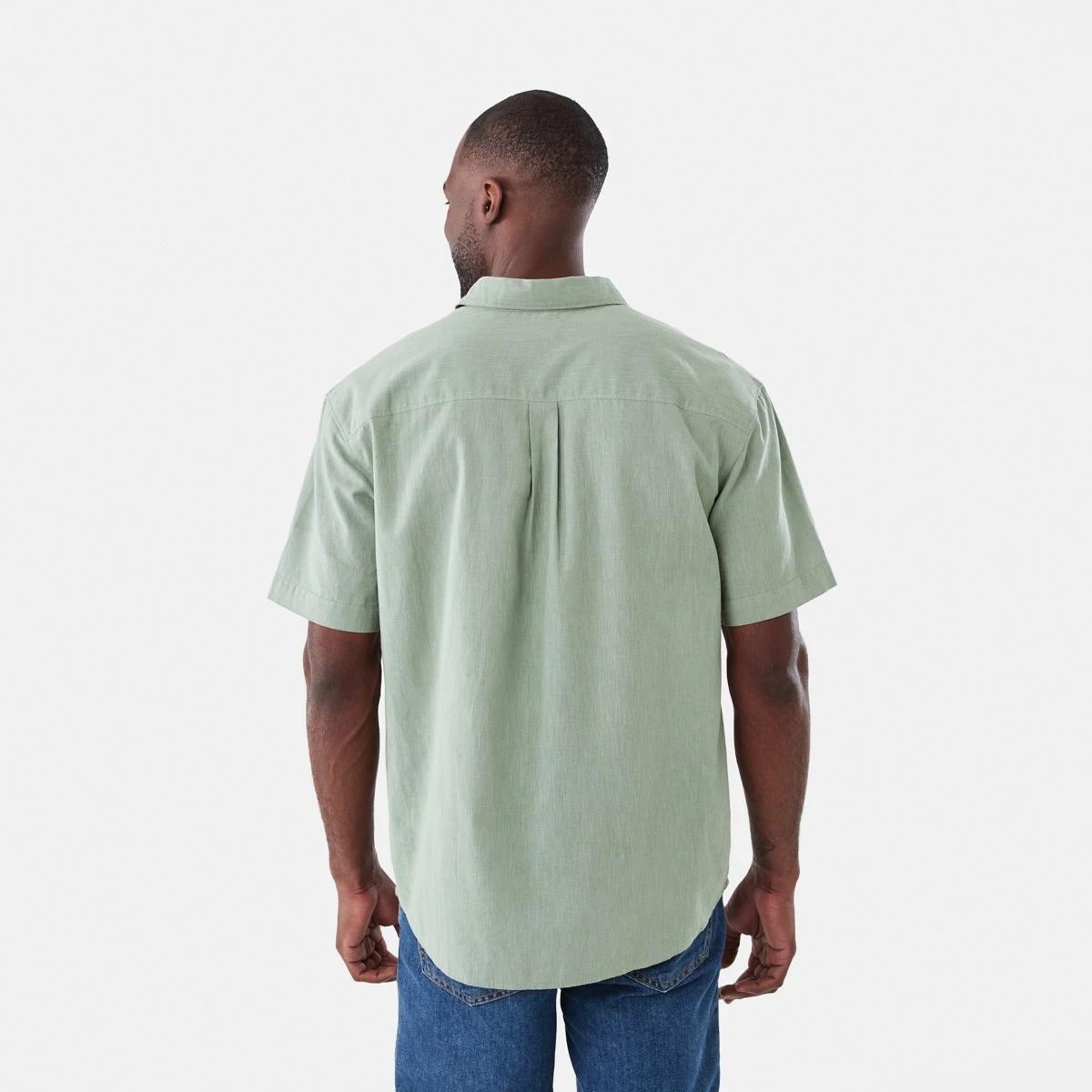 3 Short Sleeve Cotton Linen Shirt LILY PAD, 3 of 5