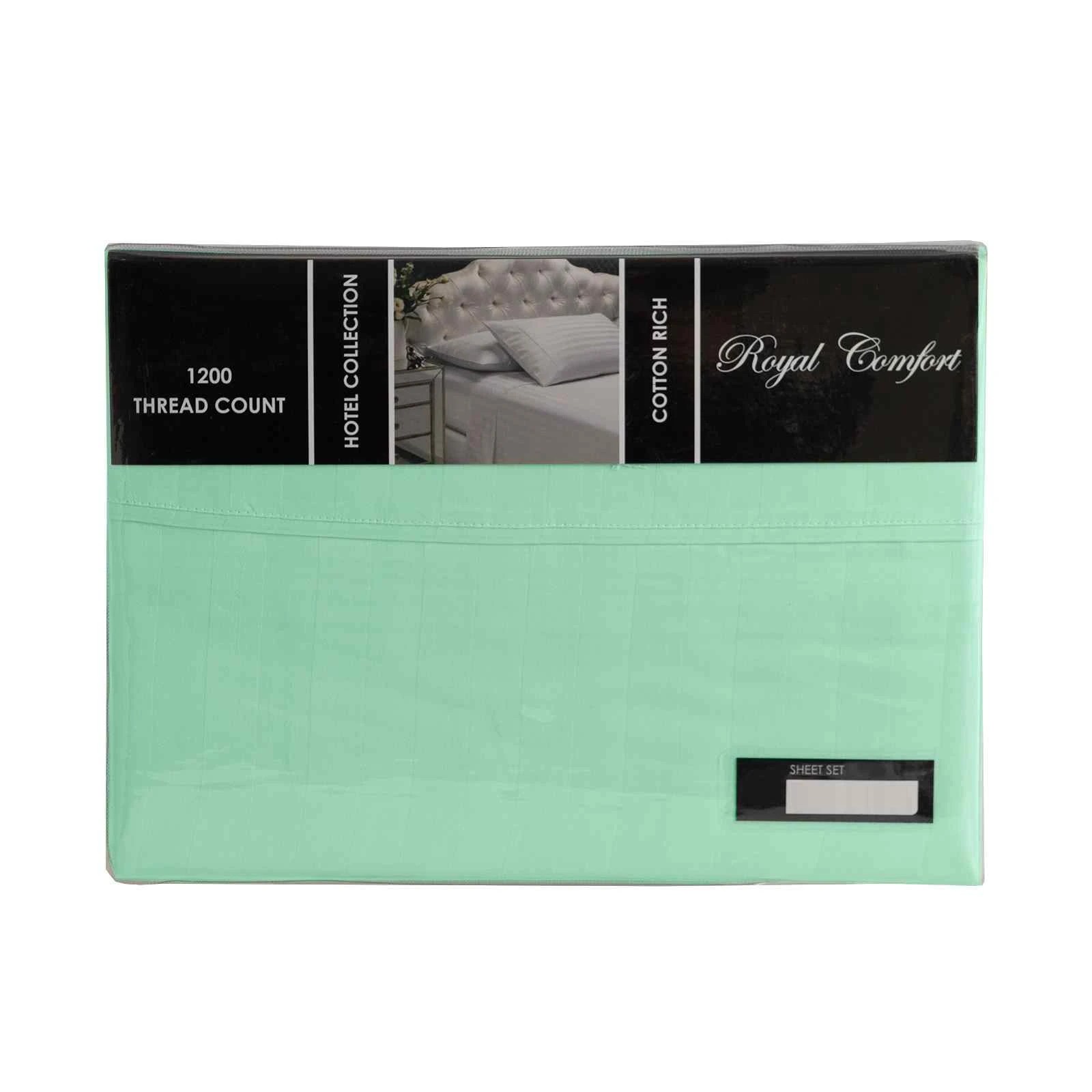 2 Royal Comfort 1200TC Damask Cotton Blend Sheet Set Ultra Soft Silky Luxe Bedding - King Bed - Green, 2 of 2