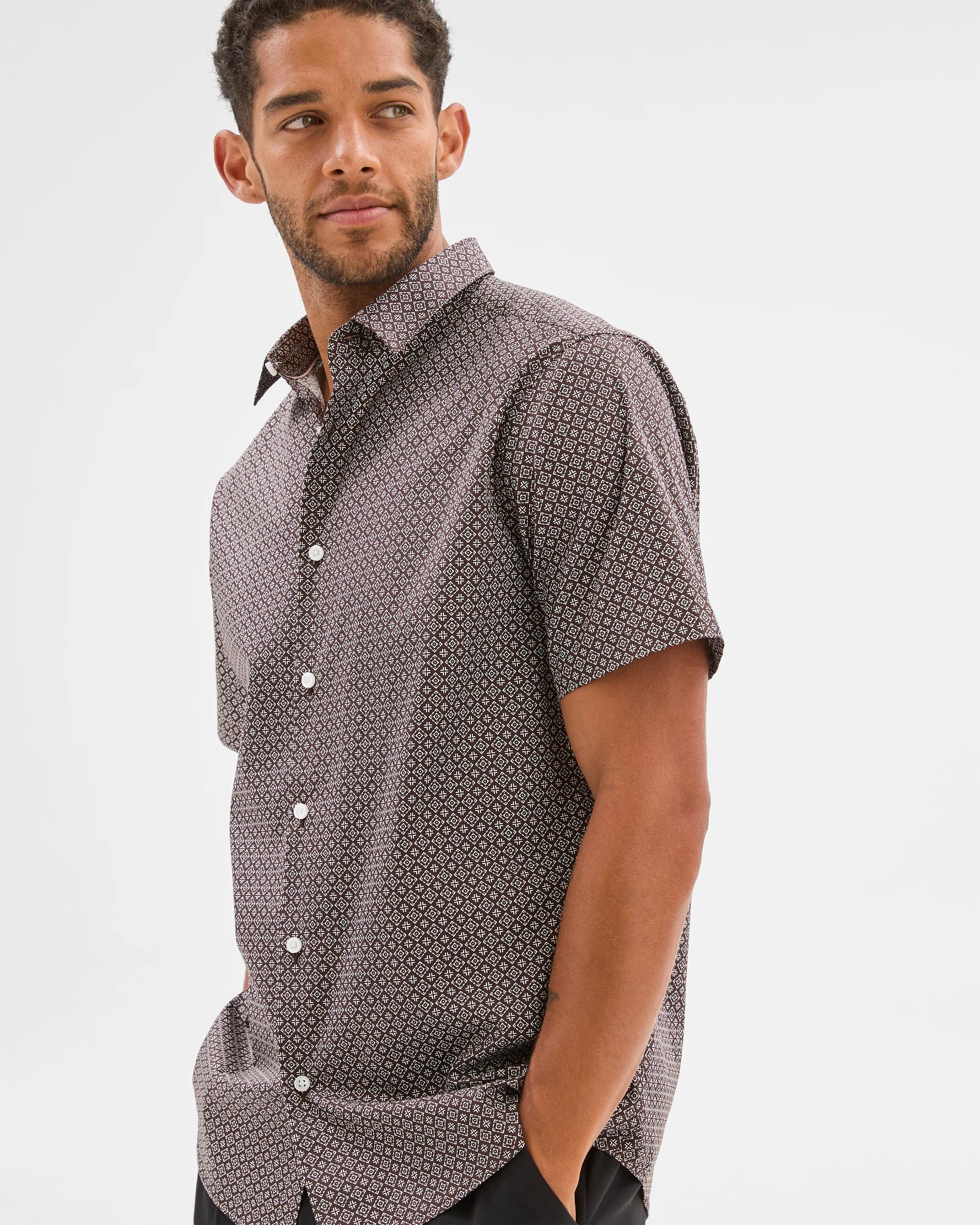 1 Preview Australian Cotton Short Sleeve Shirt CHOC TILE, 1 of 6