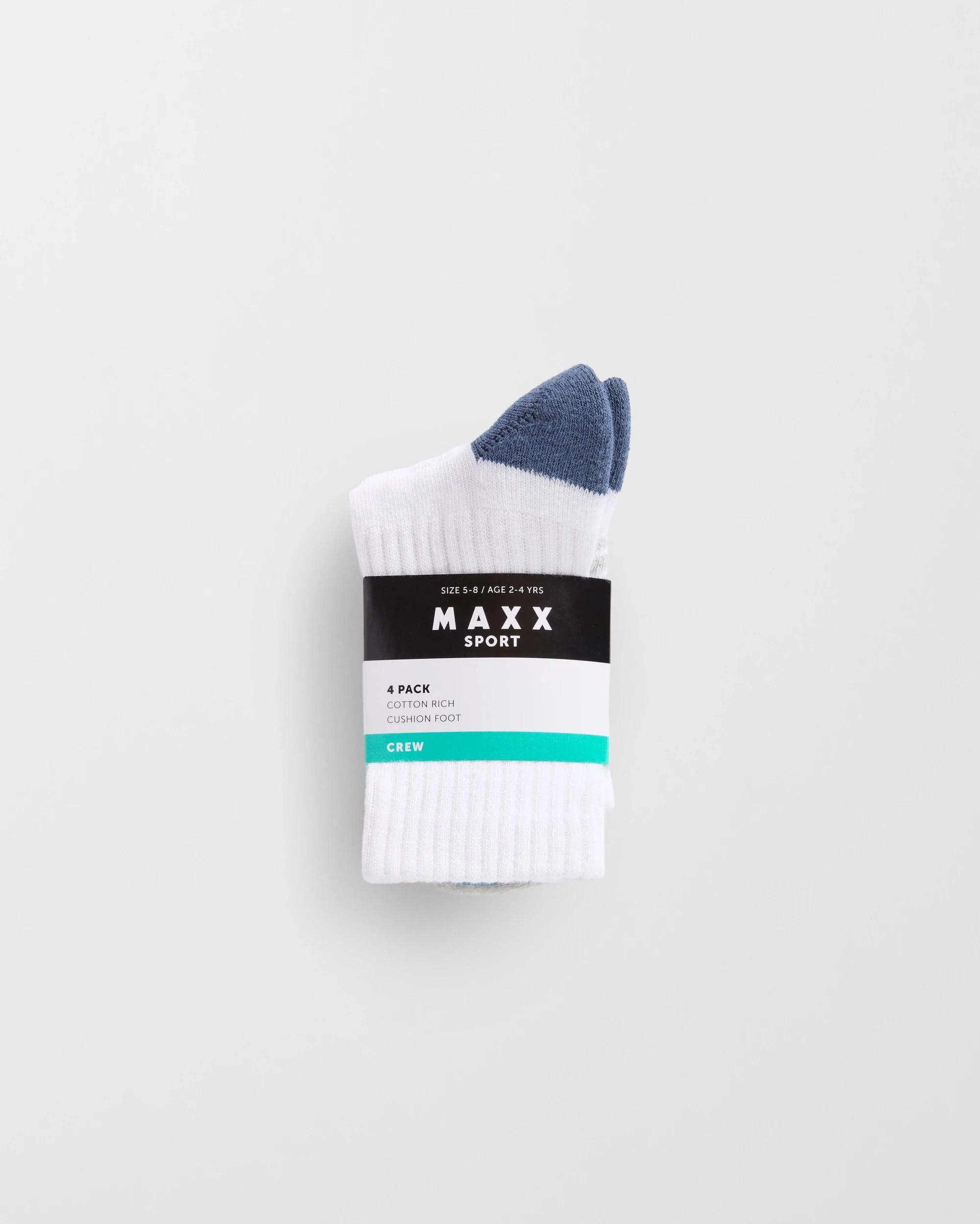 3 Australian Cotton Blend Sport Crew Socks 4 Pack - Maxx WHITE, 3 of 3