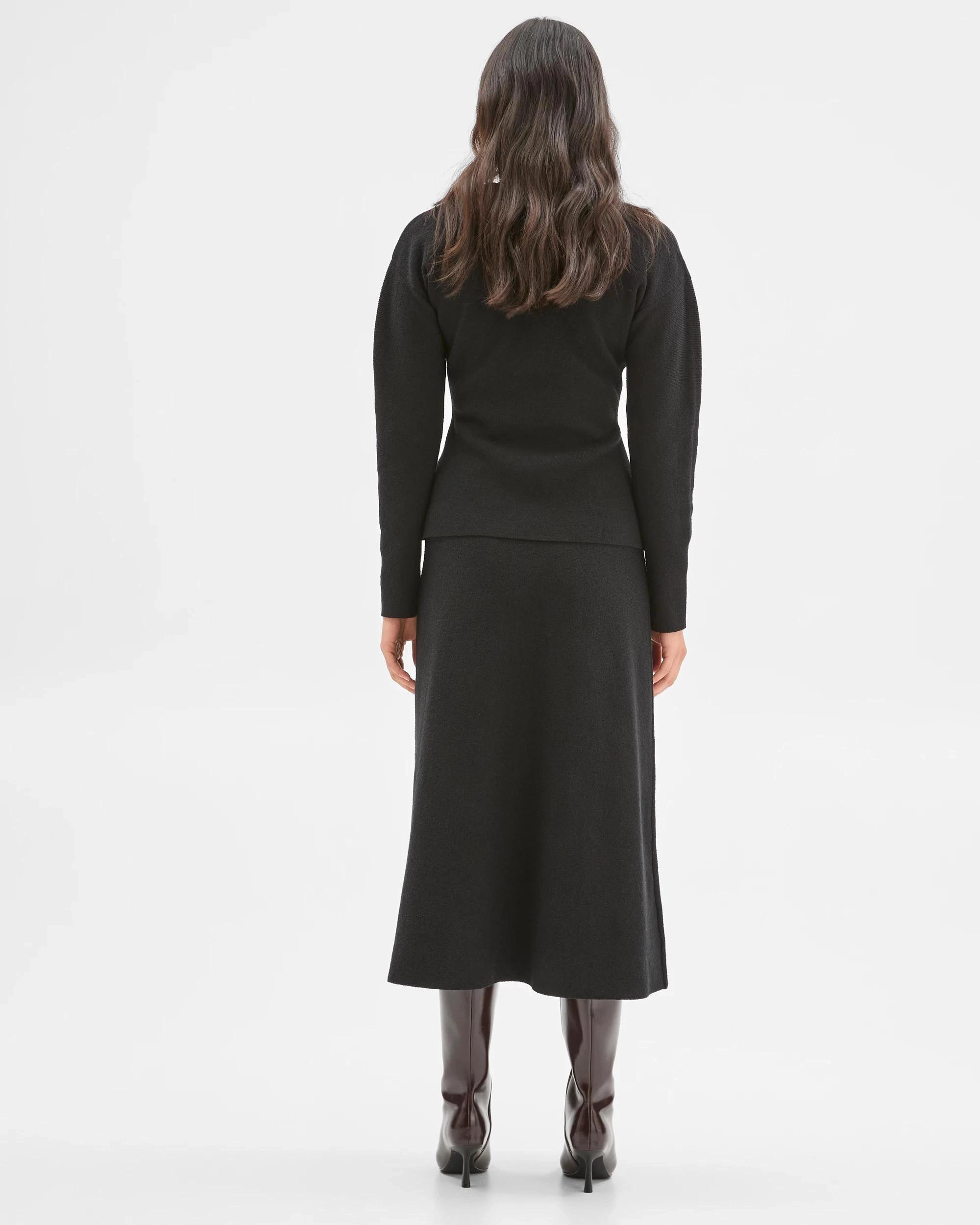 6 Preview Boucle Knit Midi Skirt BLACK, 6 of 6