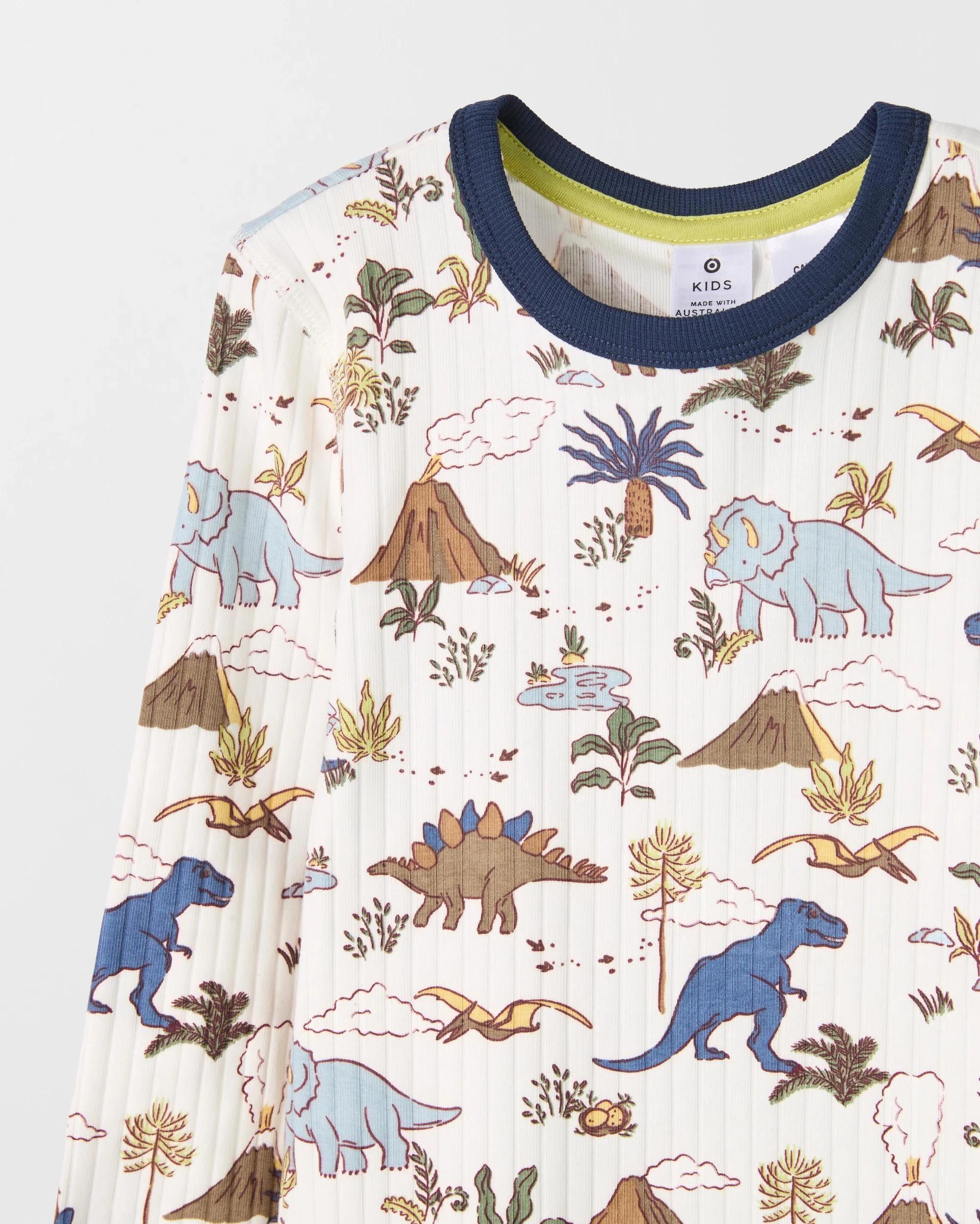 2 Target Kids Australian Cotton Younger Boys Rib Pyjama Set DINO, 2 of 4