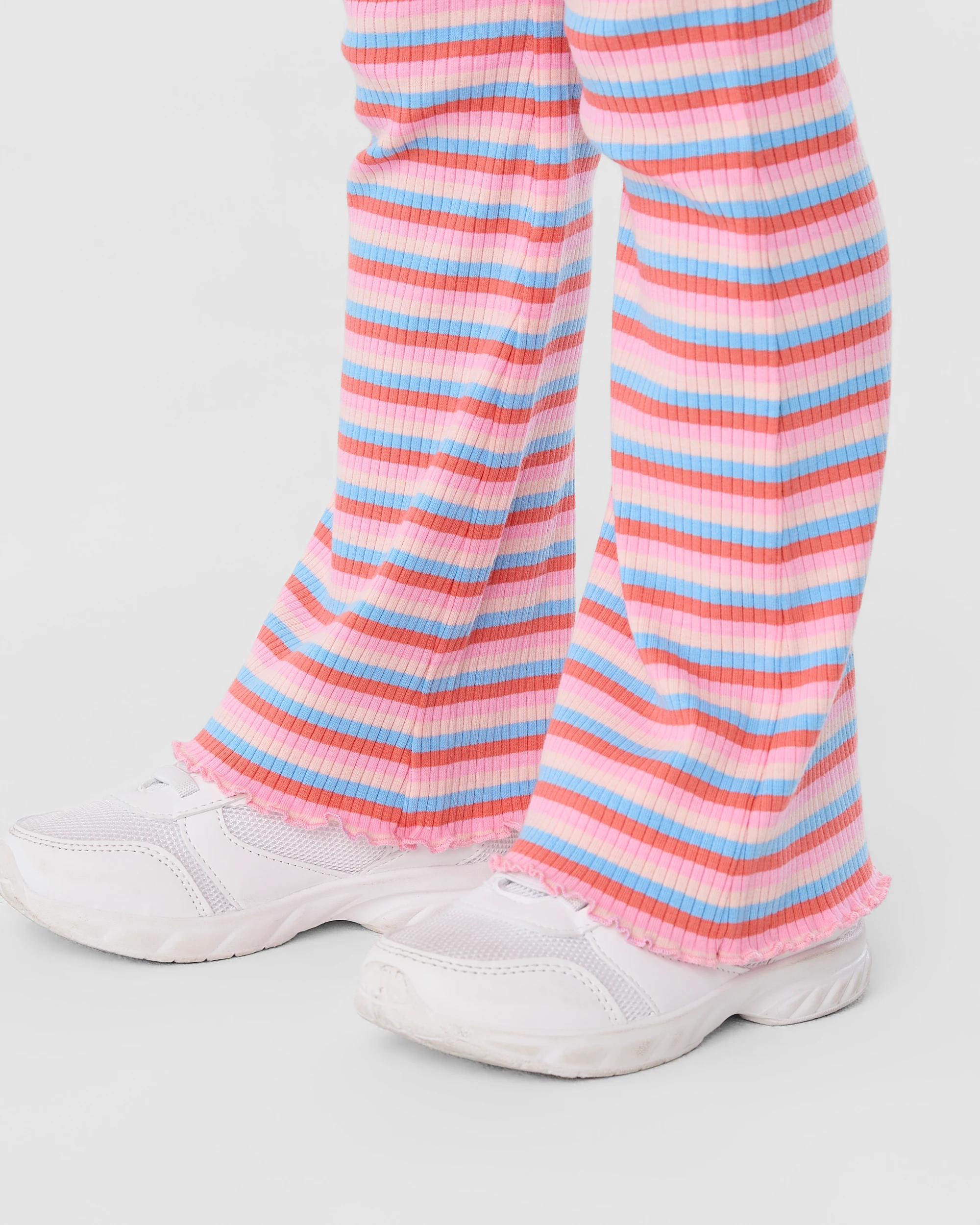 4 Ribbed Flare Leggings Mlt Stripe, 4 of 7