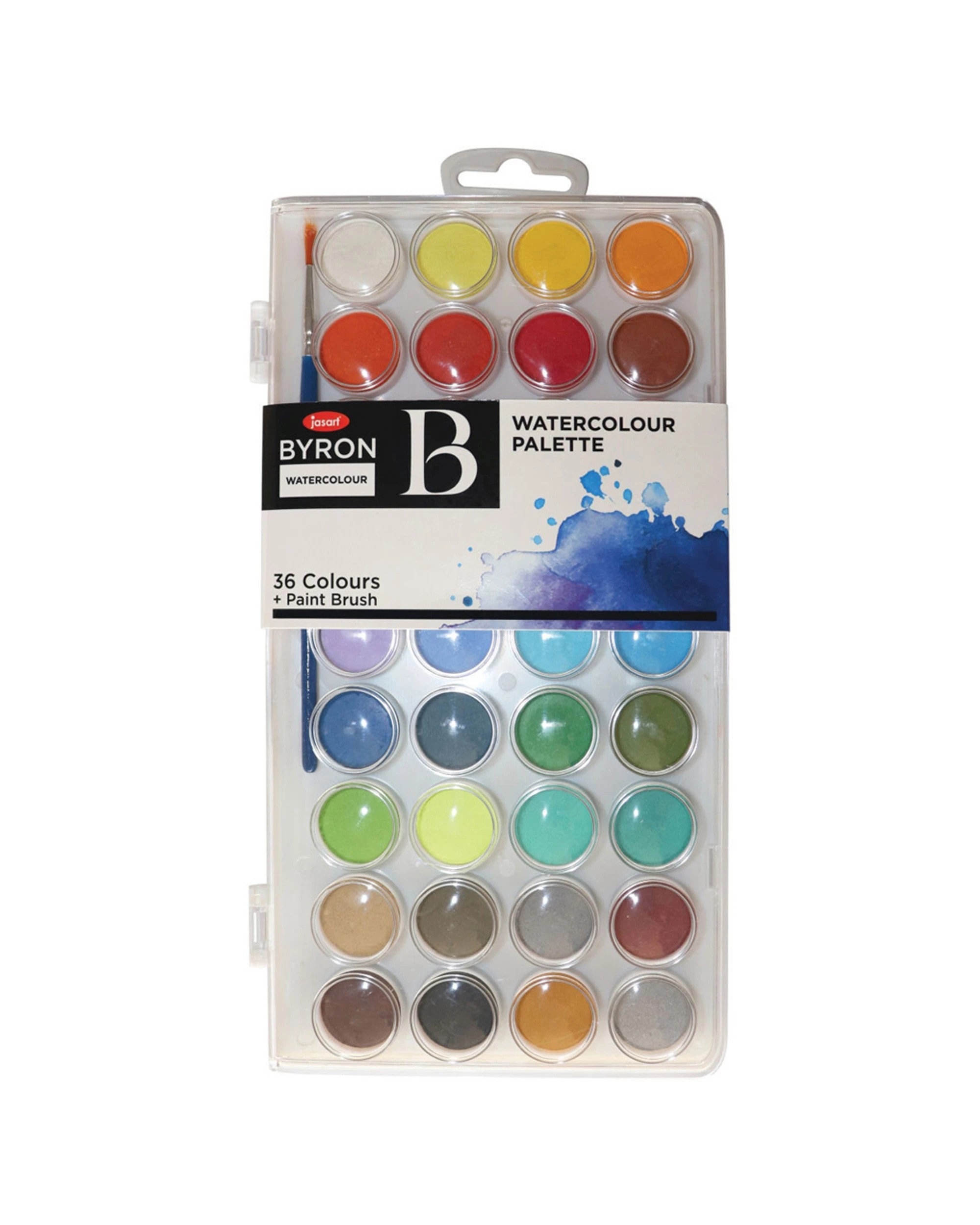 1 Jasart Byron 36-Colour Palette Watercolour Disc With Brush Set Vibrant Easy - Multi, 1 of 3