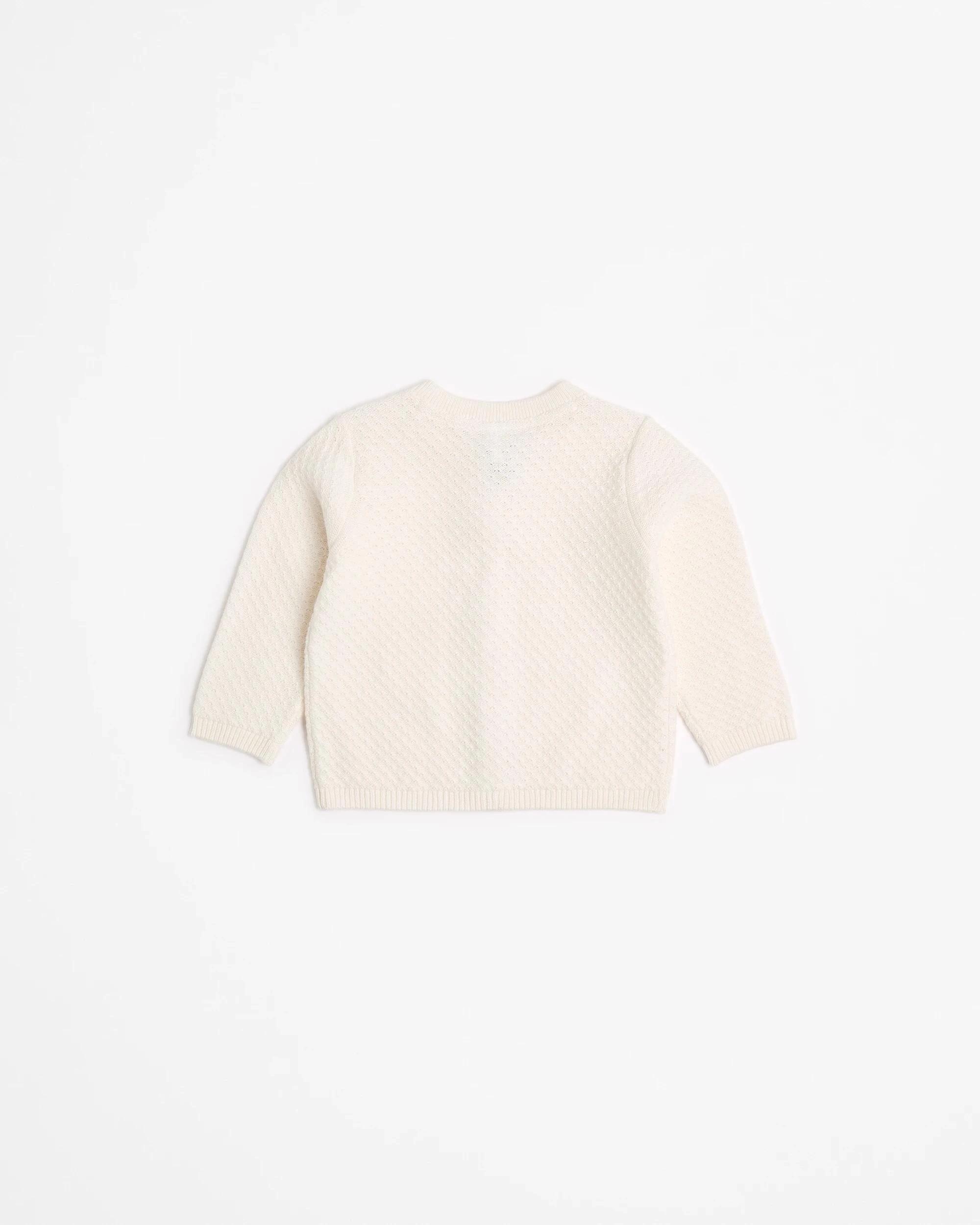 3 Target Baby Unisex Organic Cotton Pointelle Knit Cardigan CREAM, 3 of 3