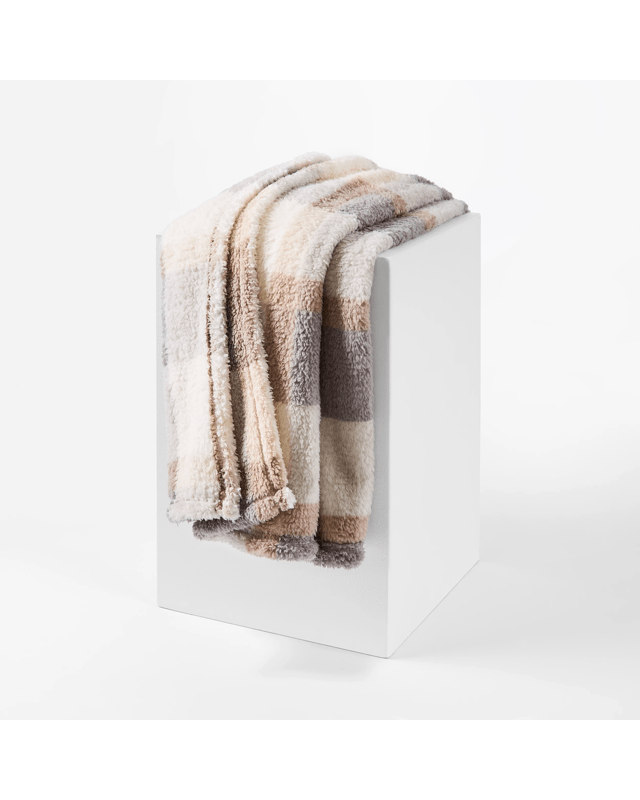 Check Teddy Fleece Throw - 