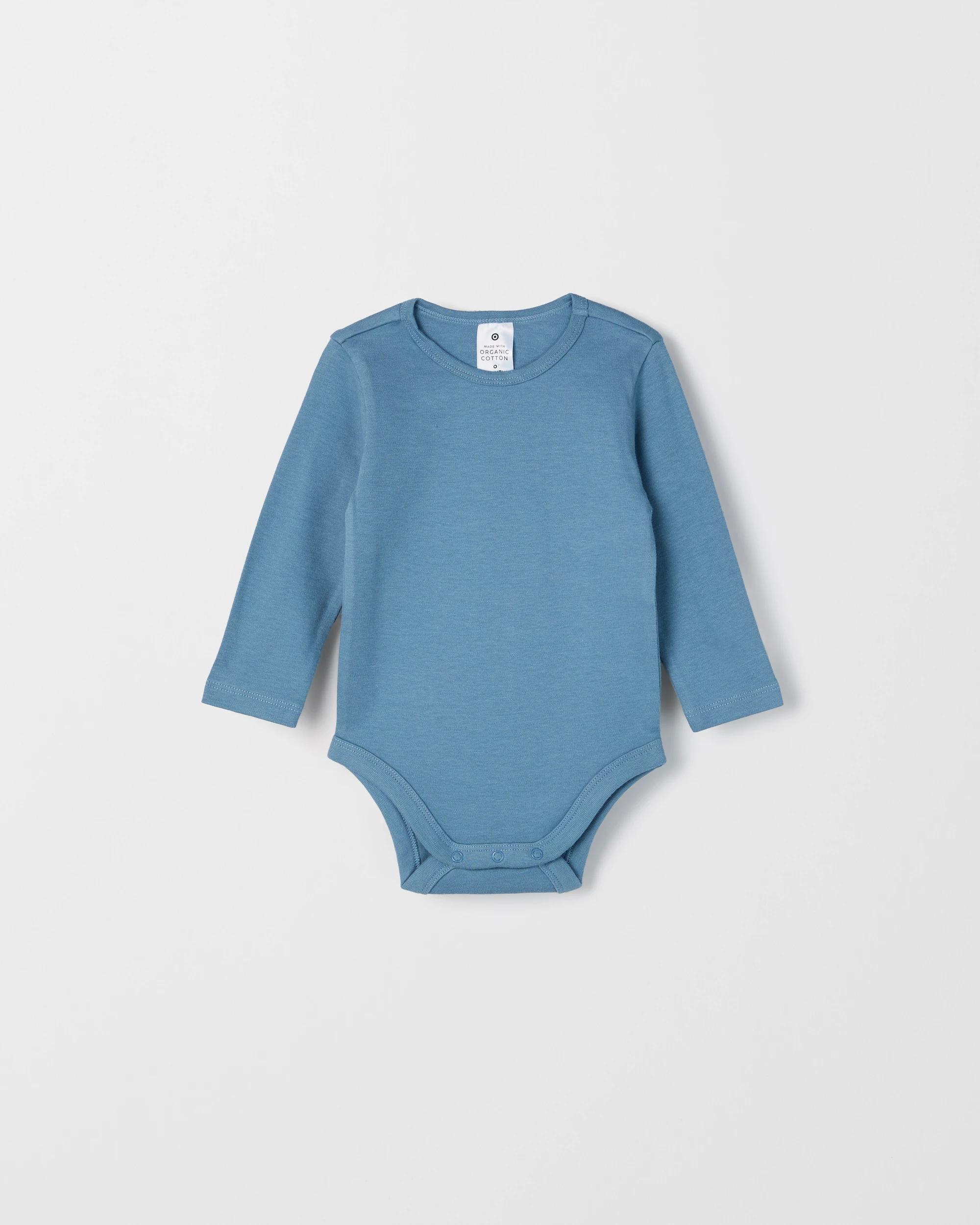 3 Target Baby Baby Organic Cotton 3 Pack Long Sleeve Bodysuit BLUES, 3 of 4