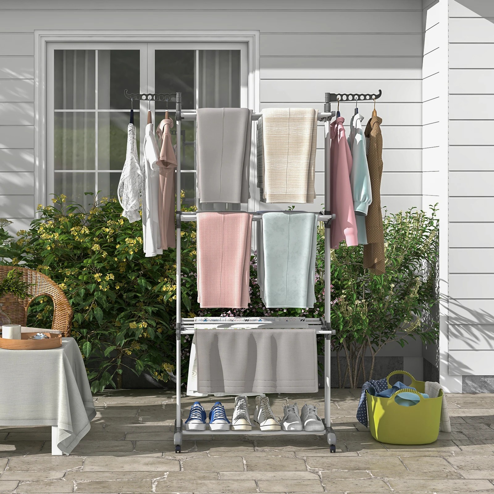 4 Costway 3-Tier Mobile Clothes Drying Rack Folding Clothes Airer Laundry Drying Stand, 4 of 4