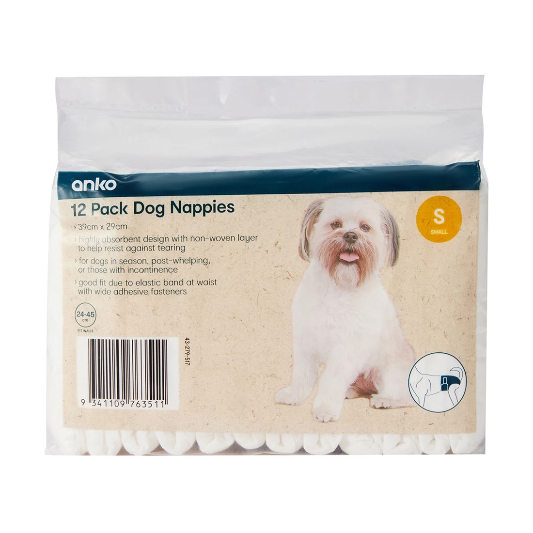 1 12 Pack Dog Nappies - Small, 1 of 8